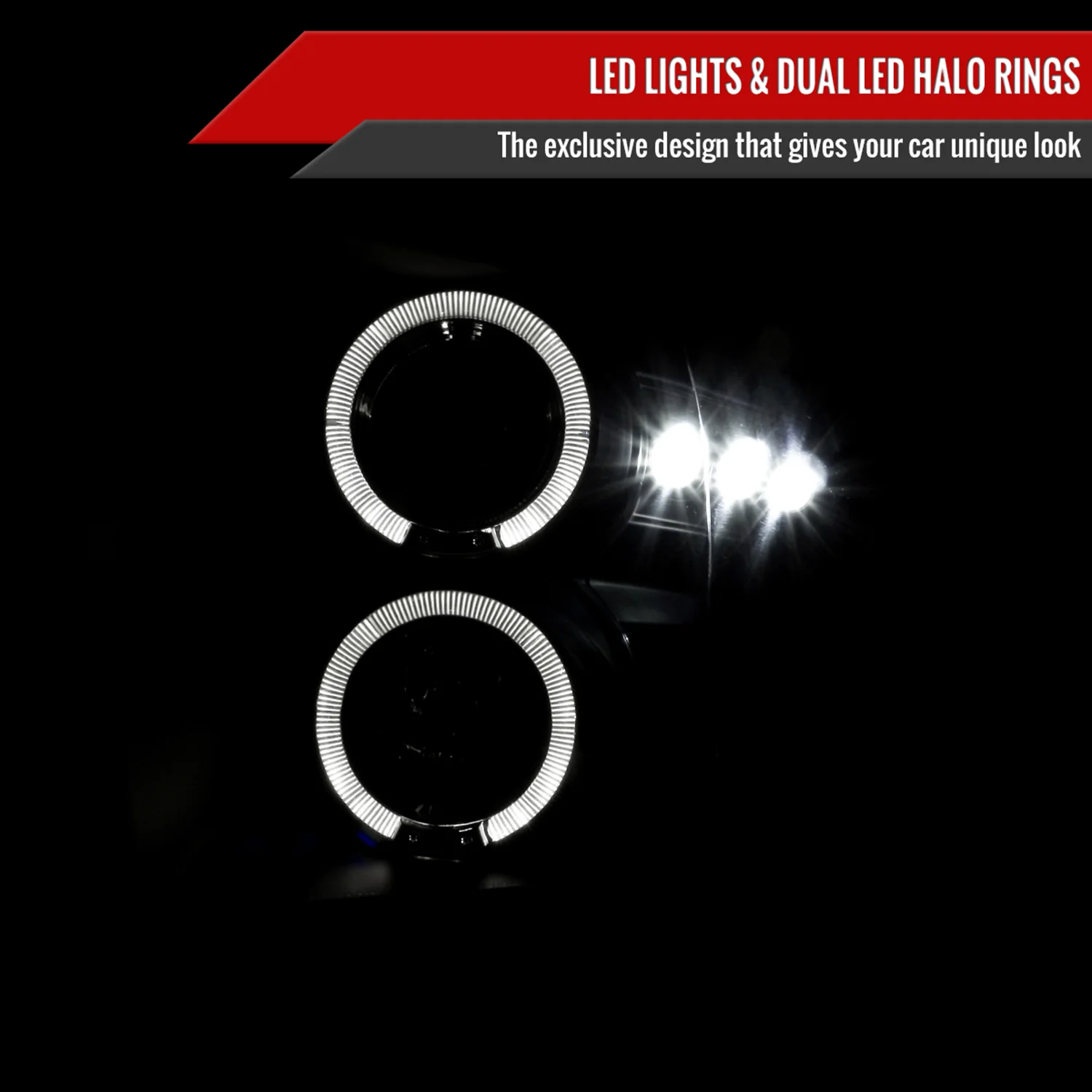 2009-2018 Dodge RAM 1500 / RAM 2500 3500 Dual Halo Headlights Matte Black - Image 2
