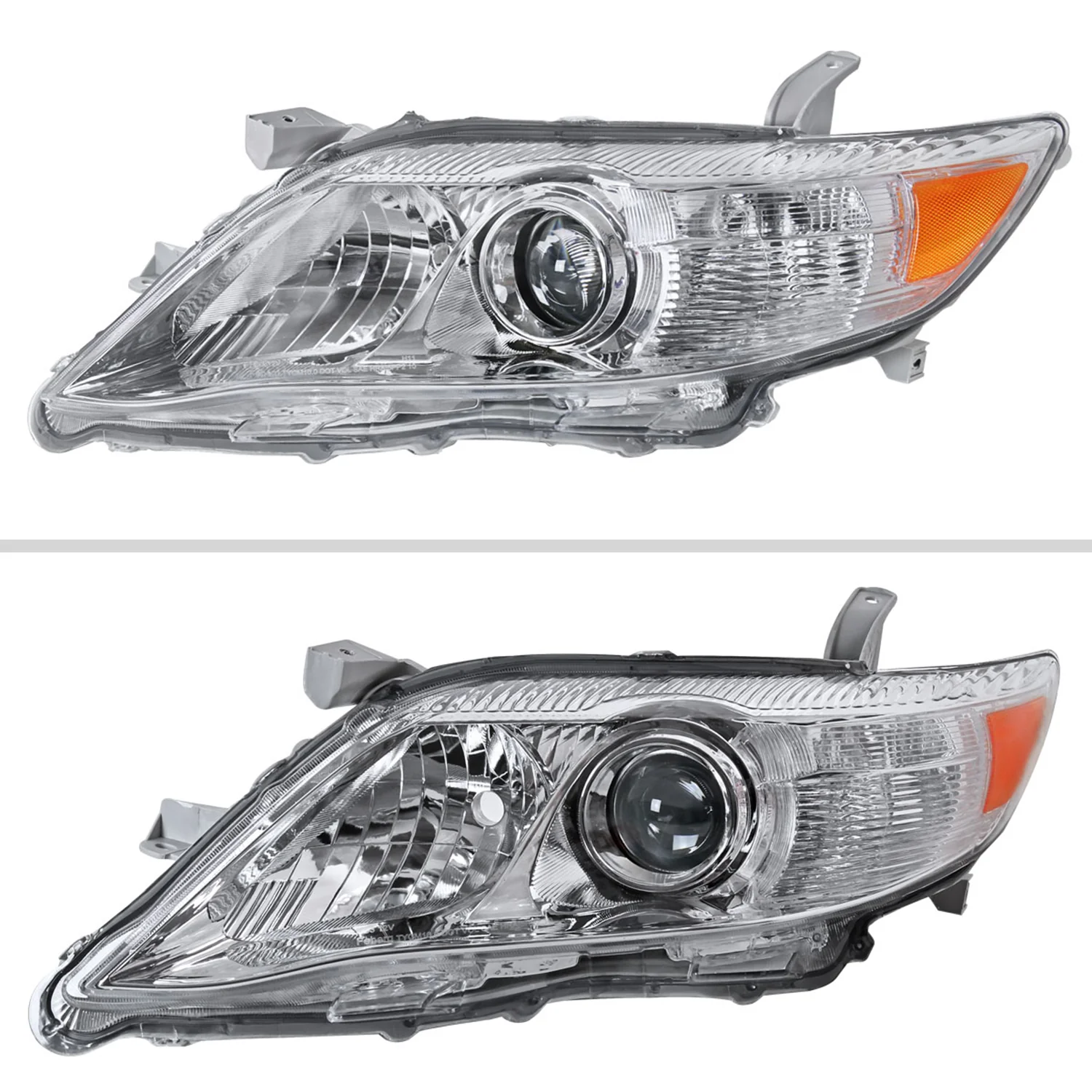 2010-2011 Toyota Camry Projector Headlights w/ Amber Reflectors Chrome/Clear - Image 2