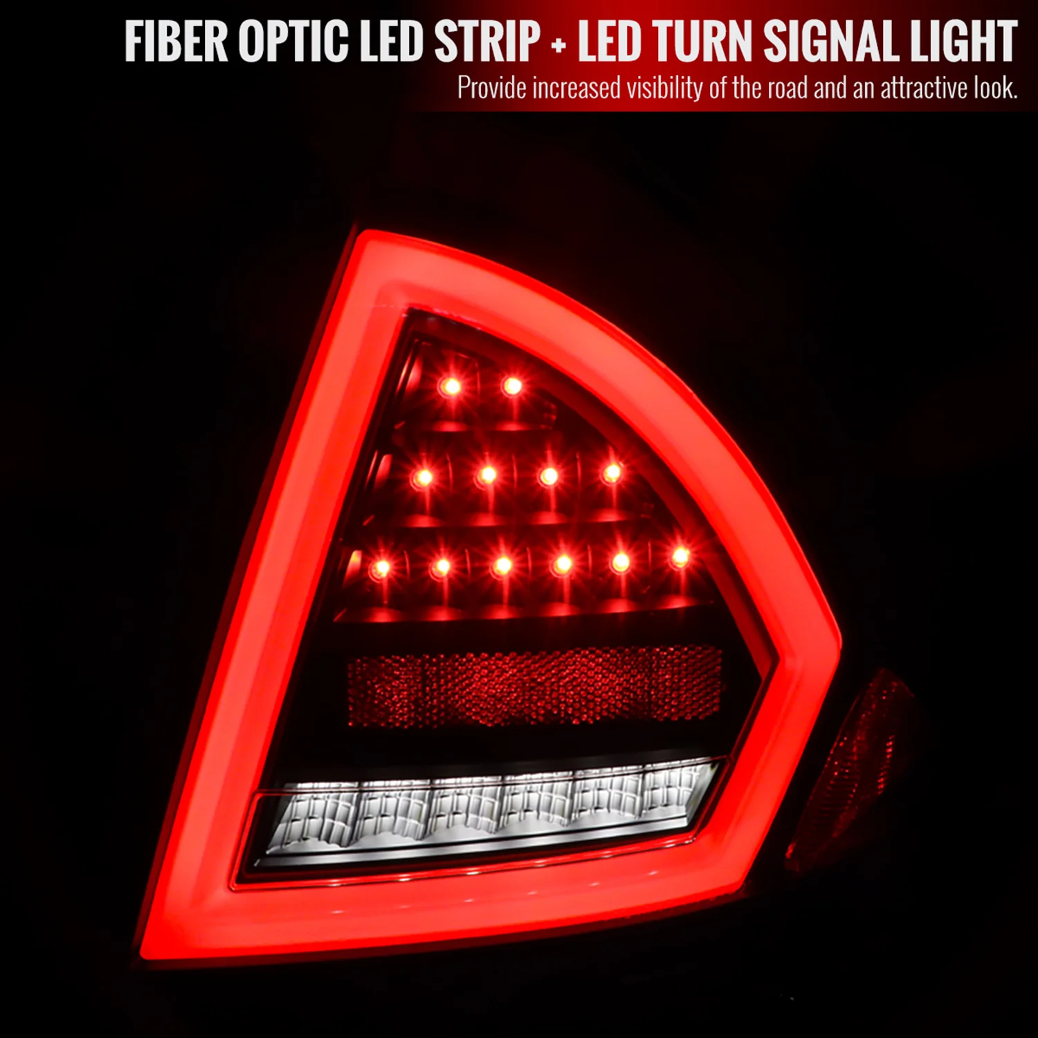 2010-2012 Ford Fusion LED Tail Lights Matte Black Housing/Clear Lens - Image 2