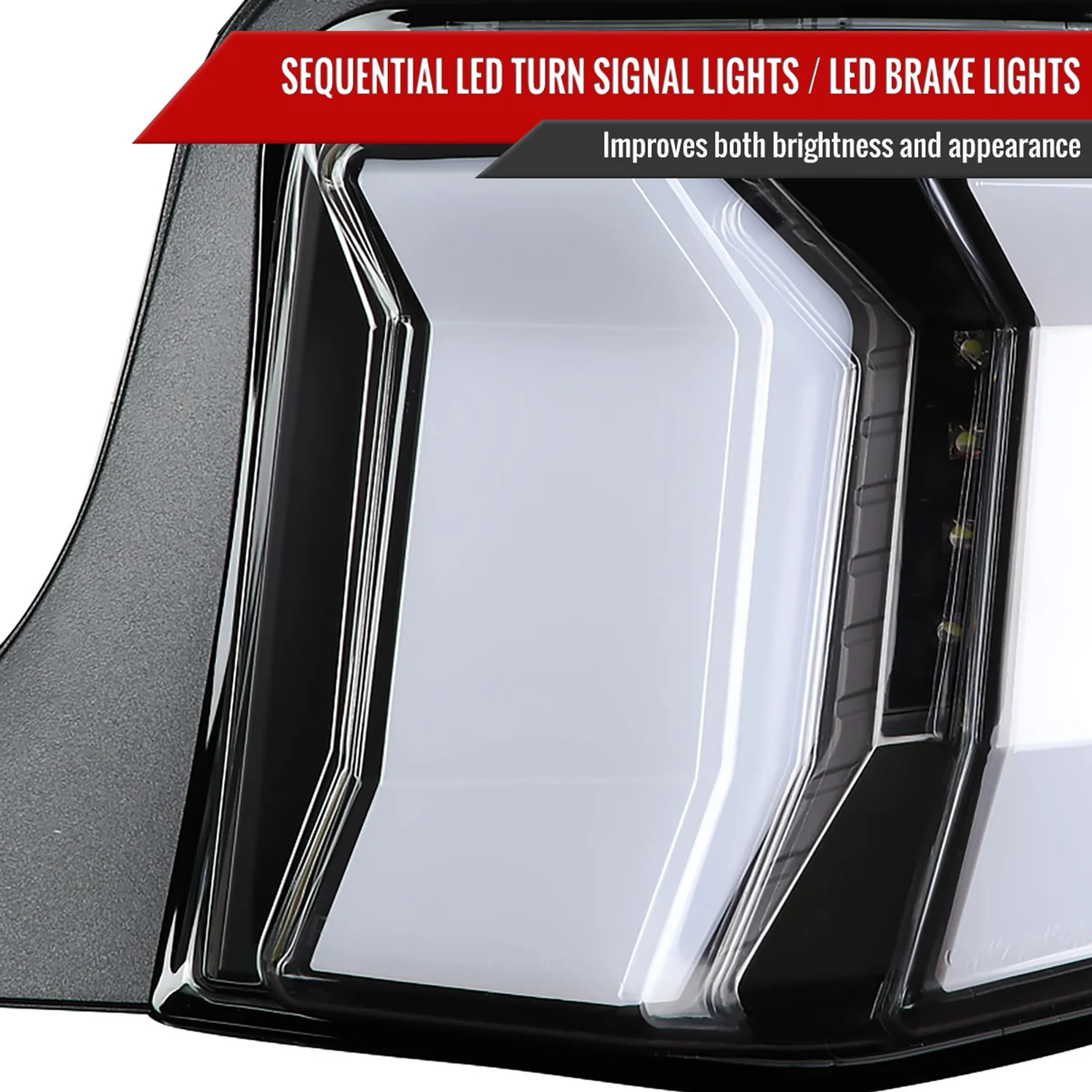 2010-2012 Ford Mustang Sequential LED Tail Lights Matte Black/Clear Lens - Image 3