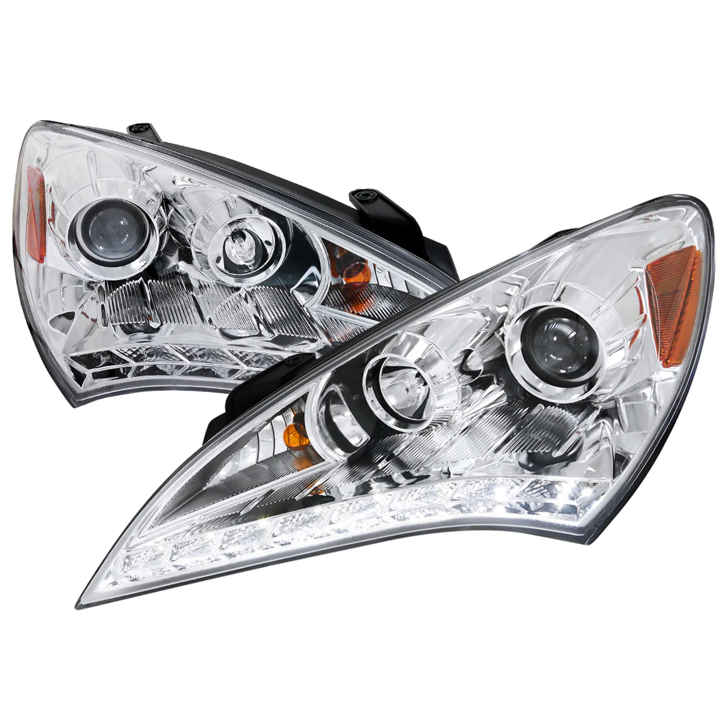 2010-2012 Hyundai Genesis Coupe Projector Headlights SMD LED Light Chrome