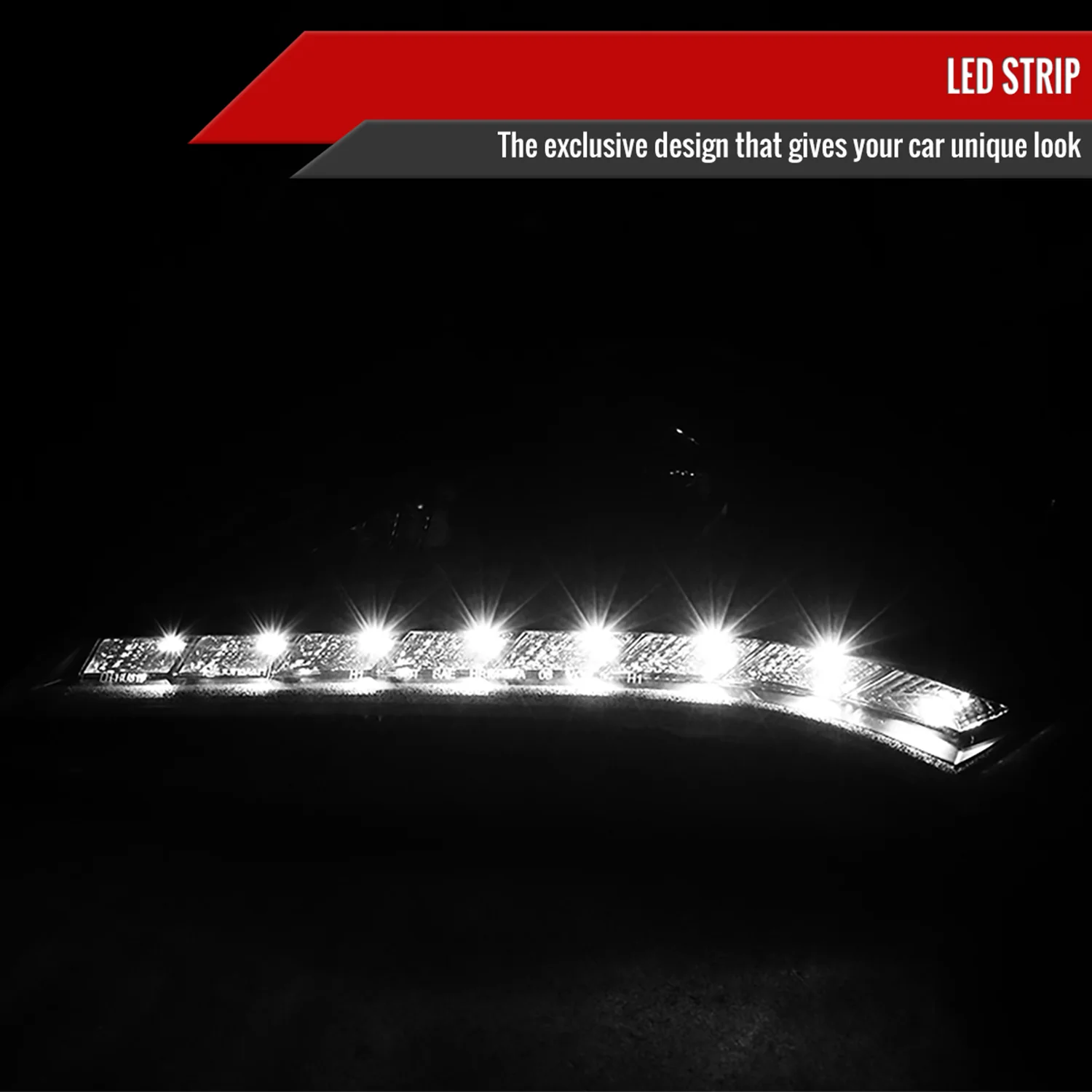 2010-2012 Hyundai Genesis Coupe Projector Headlights SMD LED Light Strip Black - Image 2