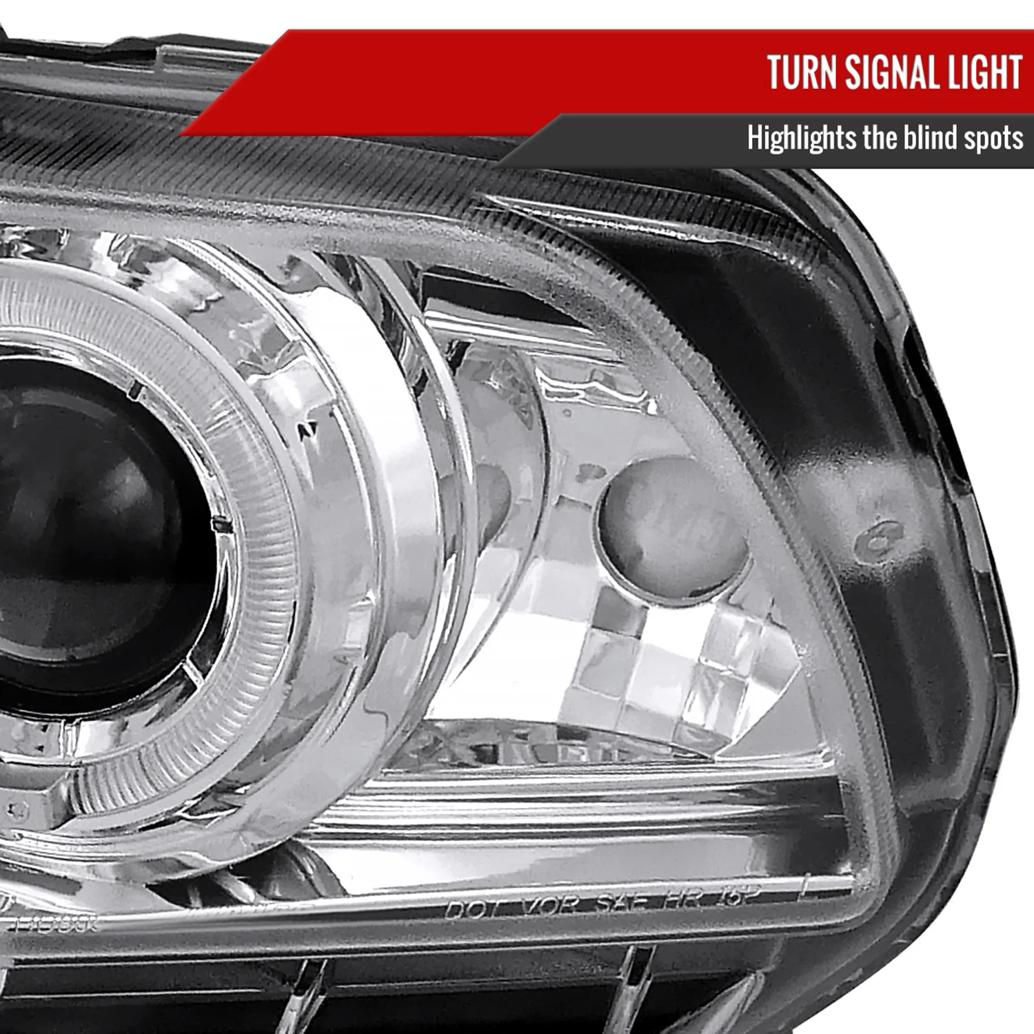 2010-2014 Ford Mustang Dual Halo Projector Headlights Chrome/Clear Lens - Image 6