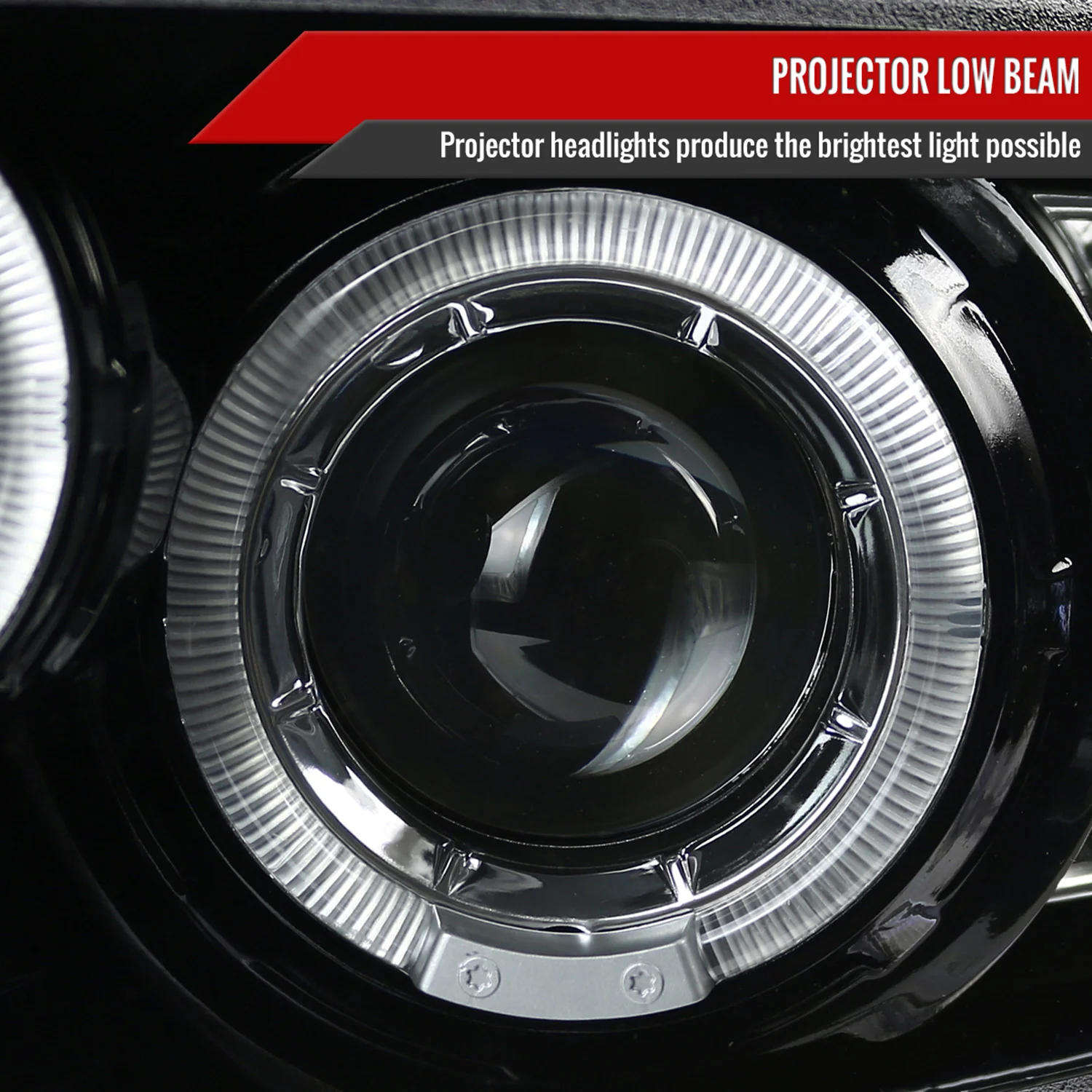 2010-2014 Ford Mustang Dual Halo Projector Headlights Jet Black/Clear Lens - Image 3
