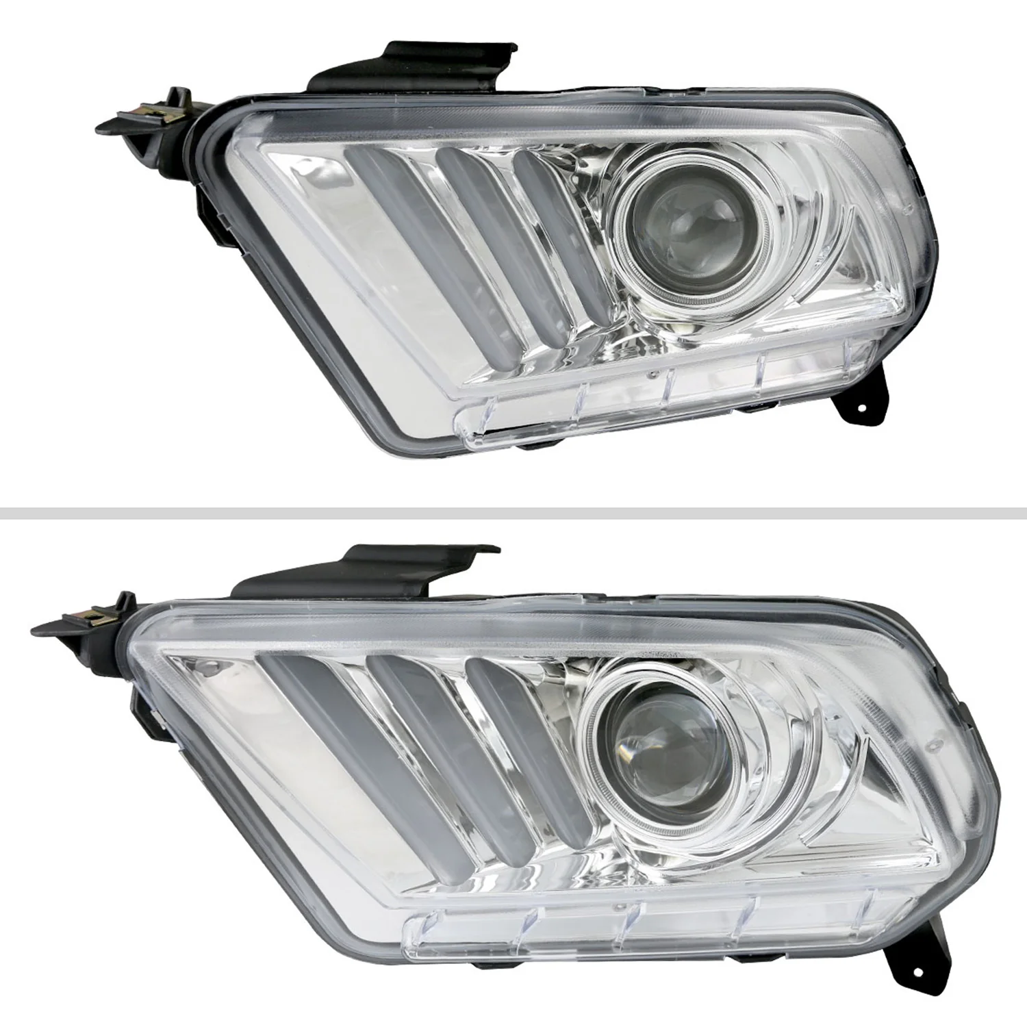 2010-2014 Ford Mustang Sequential LED Bar Projector Headlights Chrome/Clear - Image 3