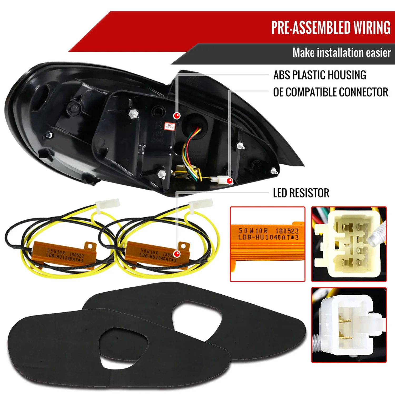 2010-2016 Hyundai Genesis Coupe Red Bar LED Tail Lights Satin Black/Clear - Image 7