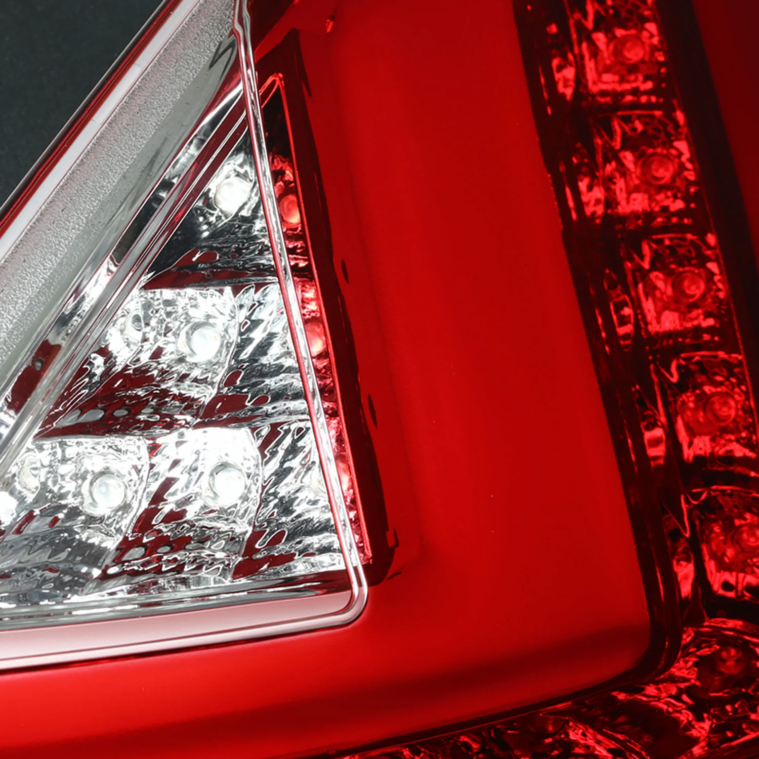 2011-2013 Ford Fiesta Hatchback LED Tail Lights Chrome Housing/Red Lens - Image 4