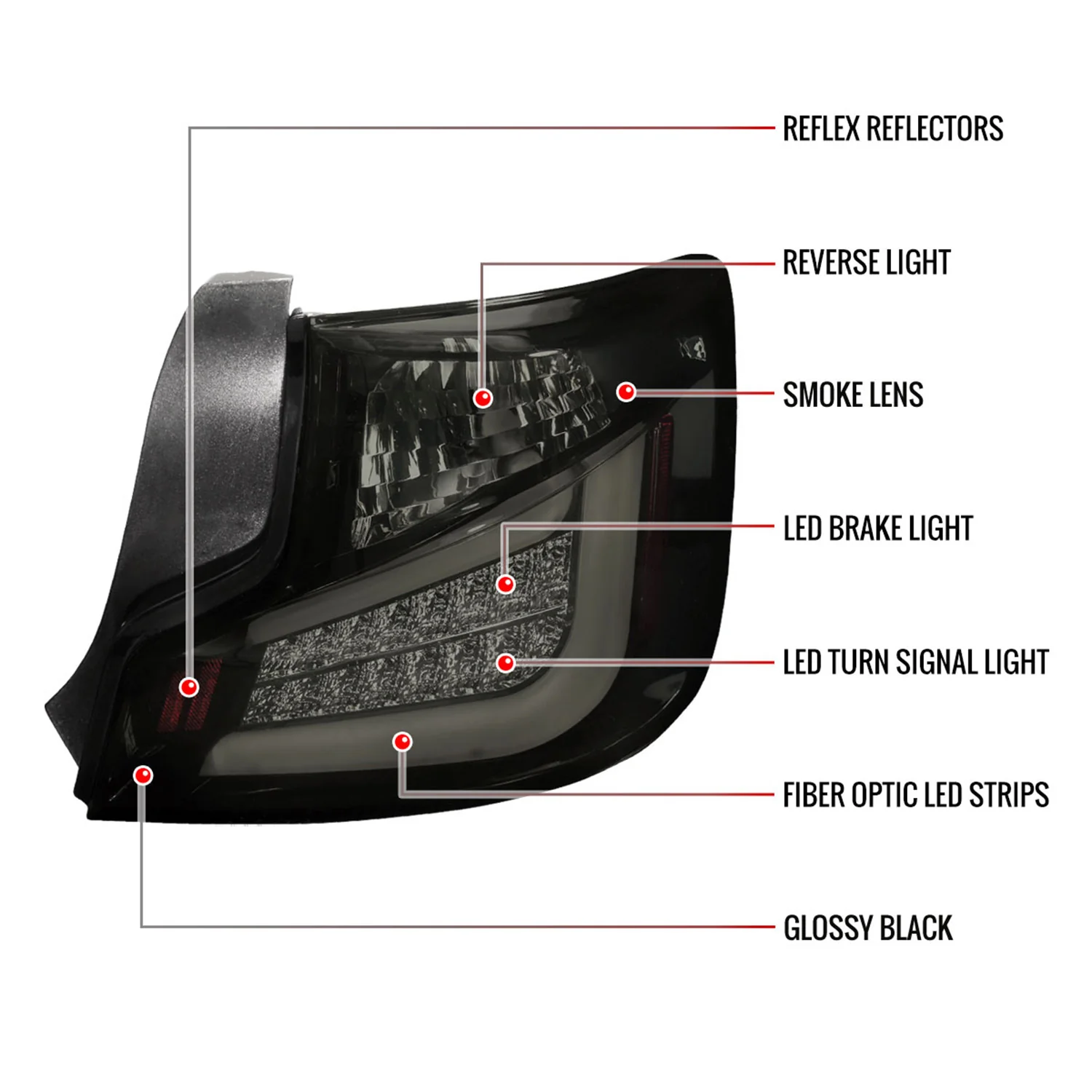 2011-2013 Scion tC LED Tail Lights Glossy Black Housing/Smoke Lens - Image 8