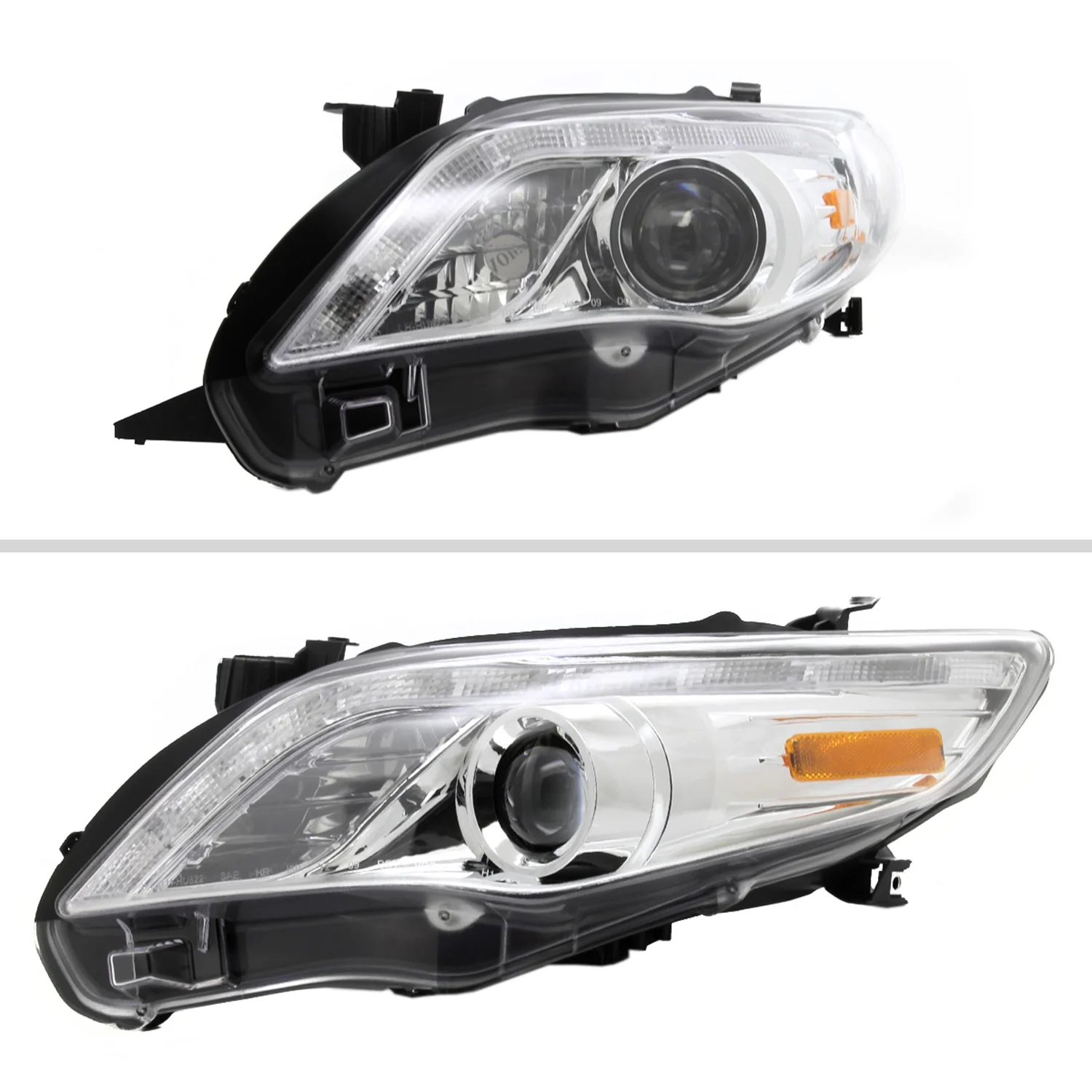 2011-2013 Toyota Corolla Projector Headlights w/ LED Light Strip Chrome/Clear - Image 2