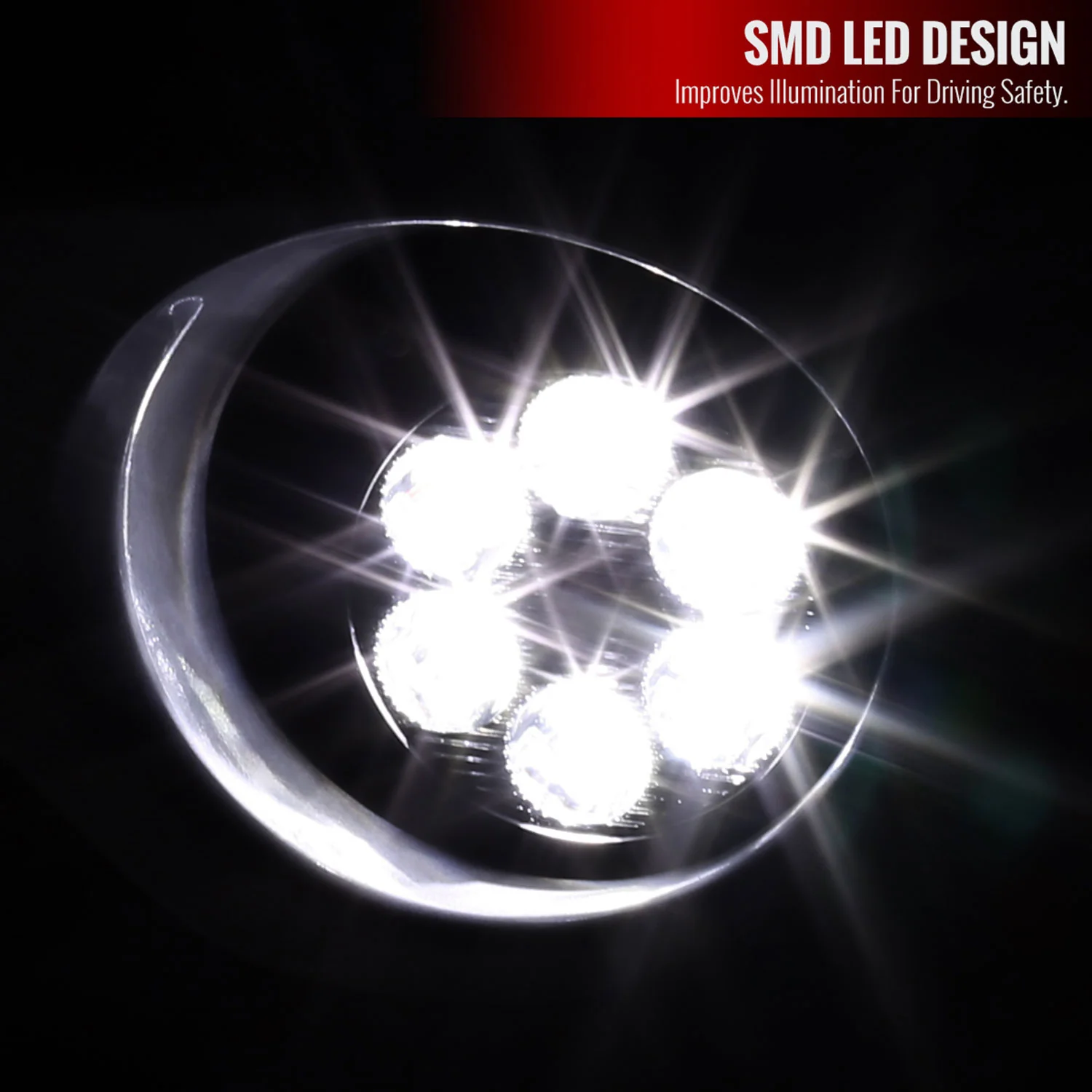 2011-2013 Toyota Highlander 6-LED Fog Lights Kit Chrome Housing/Clear Lens - Image 2