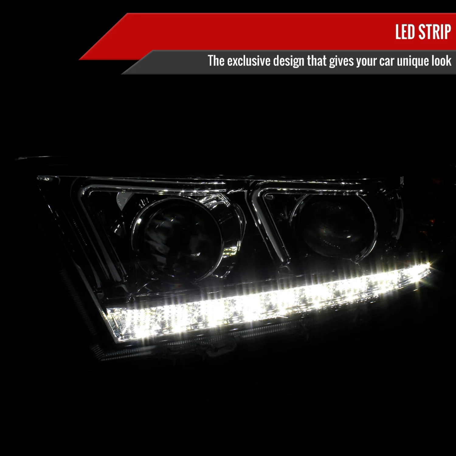 2011-2013 Toyota Highlander Projector Headlights SMD LED Light Strip Chrome - Image 2