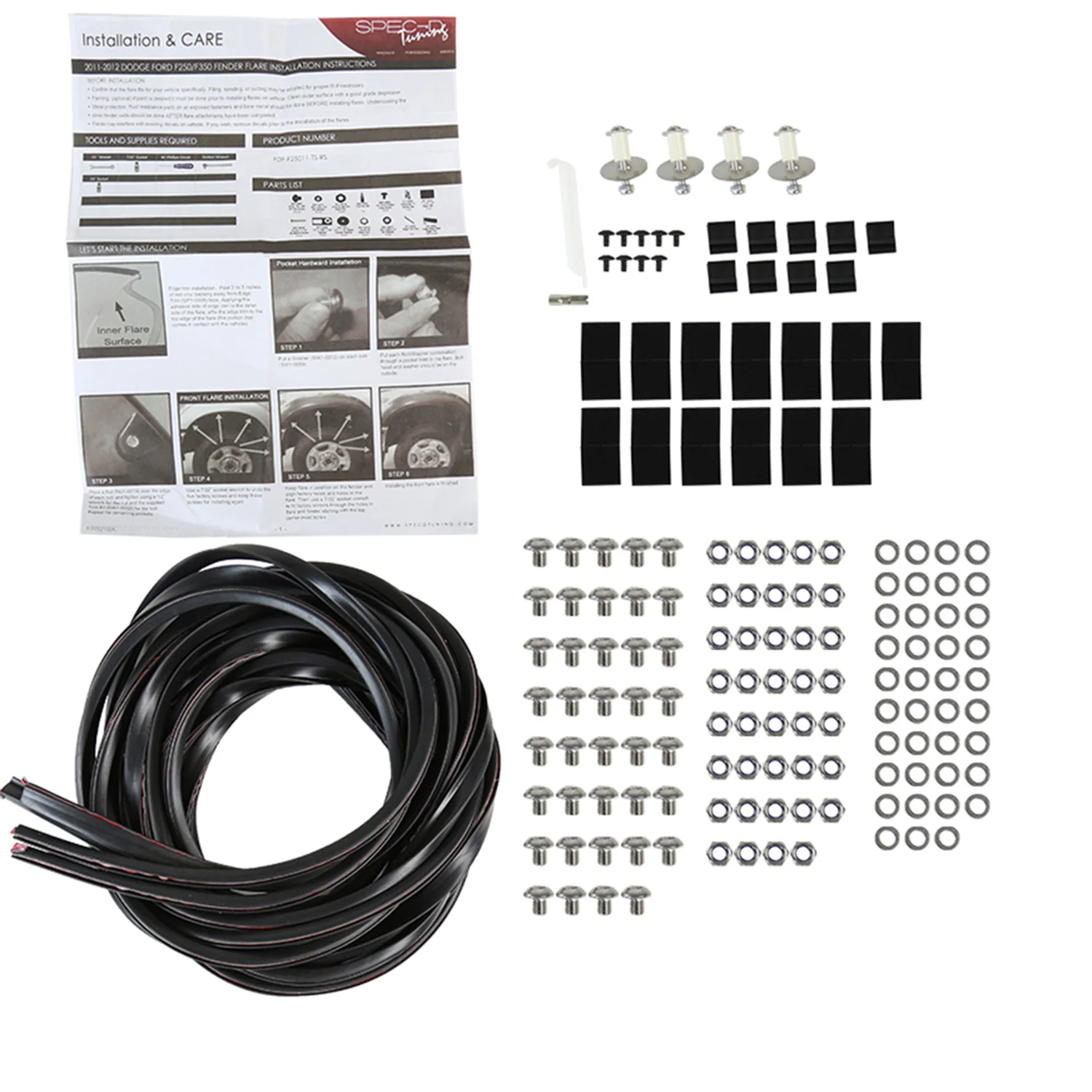 2011-2016 Ford F-250 / F-350 SuperDuty Short Bed Only Textured Rivet Style Fender Flares 1 set of 4 pieces - Image 9