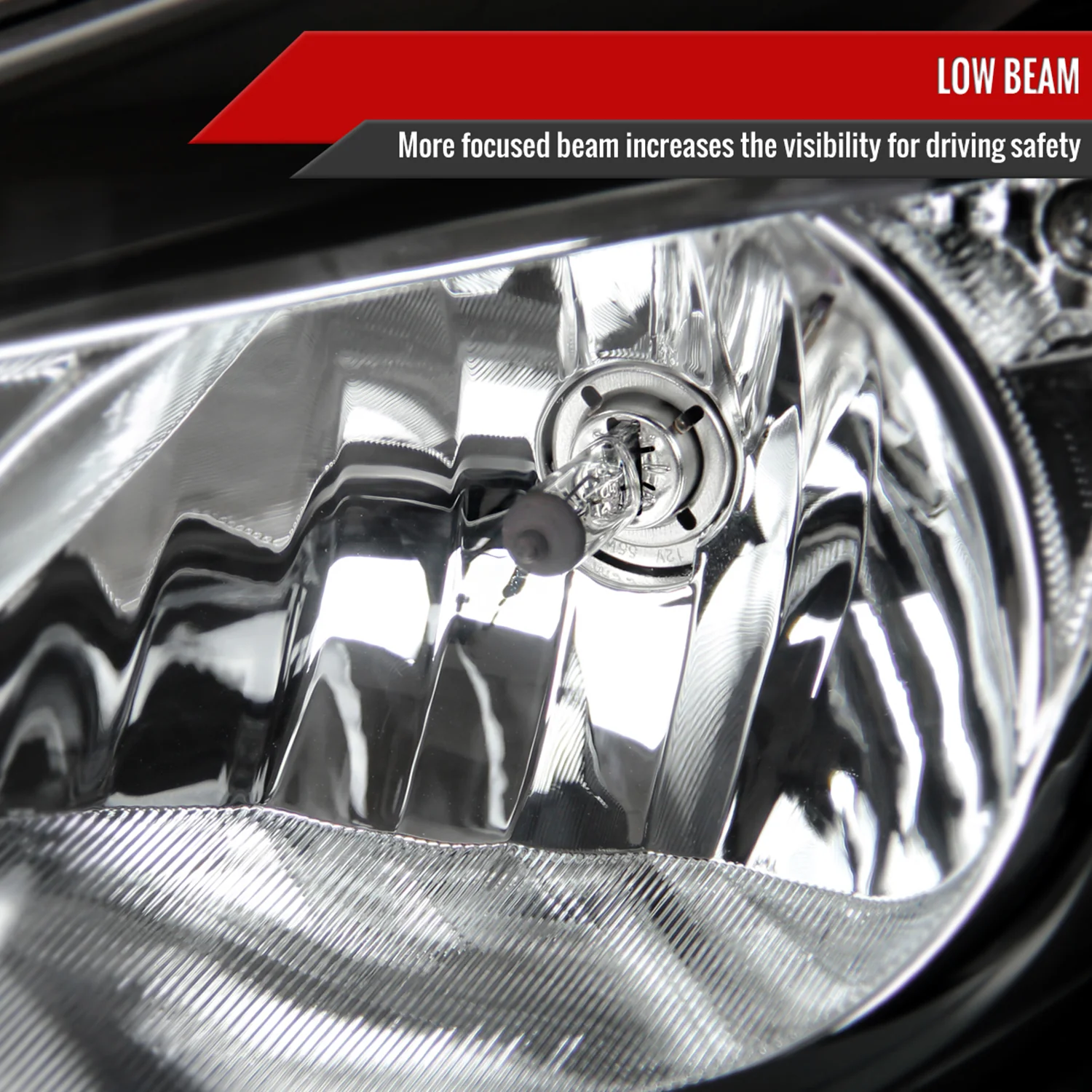 2012-2014 Ford Focus Factory Headlights w/Amber Reflectors Matt Black/Clear - Image 3