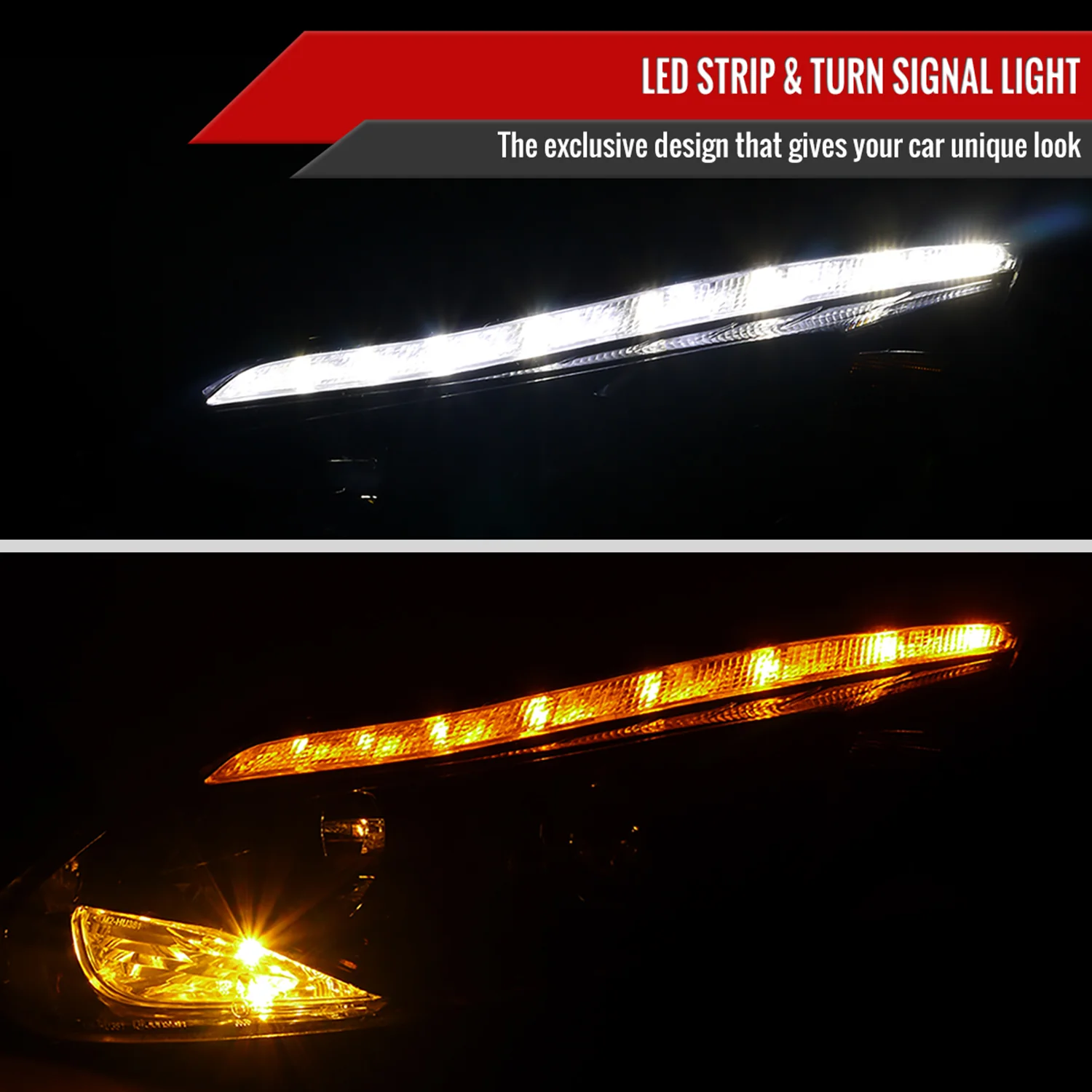 2012-2014 Ford Focus Projector Headlights LED Light &Turn Signal Lights Black - Image 2