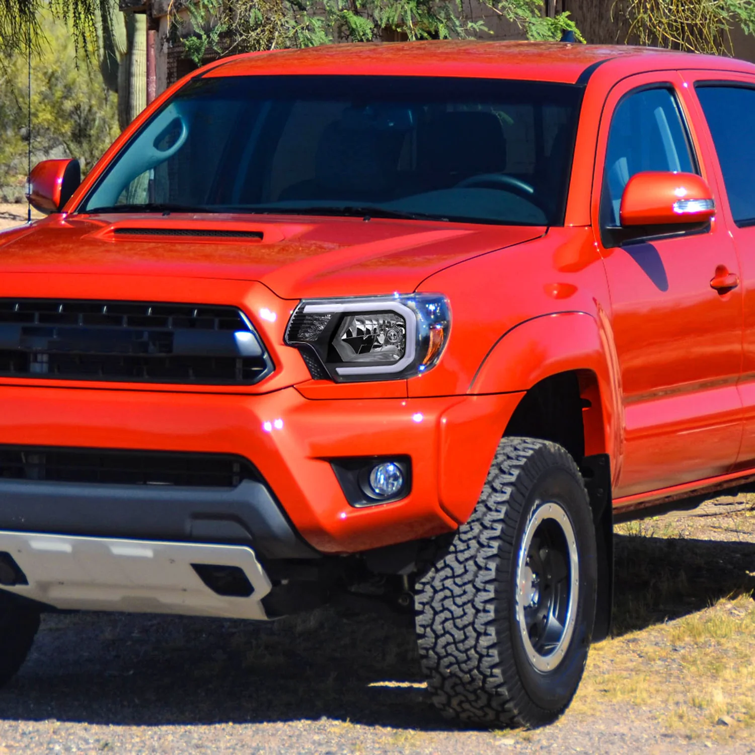 2012-2015 Toyota Tacoma LED Bar Factory Headlights Amber Reflector Matt Black - Image 9