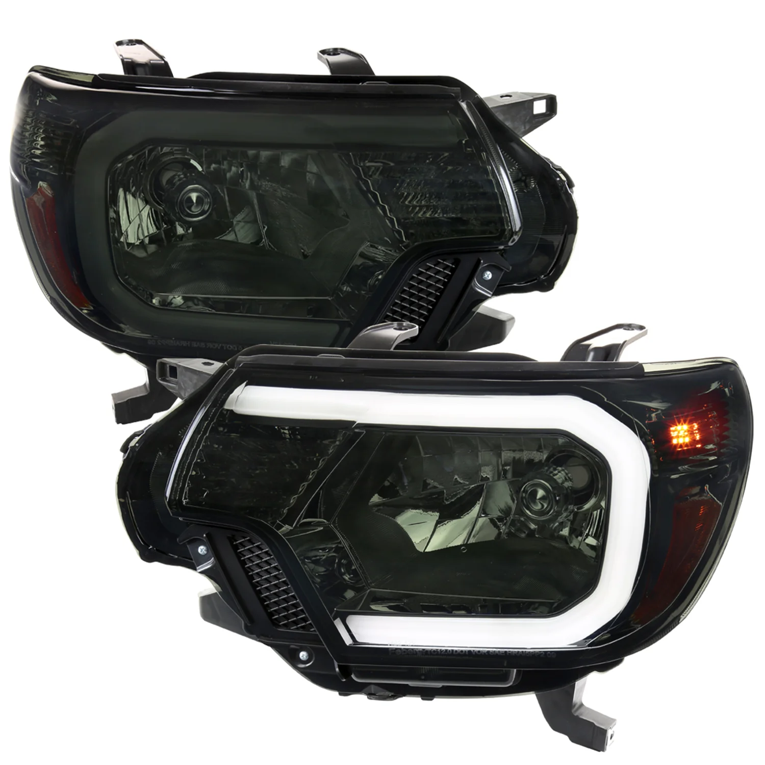 2012-2015 Toyota Tacoma LED Bar Headlights Amber Reflector Chrome/Smoke