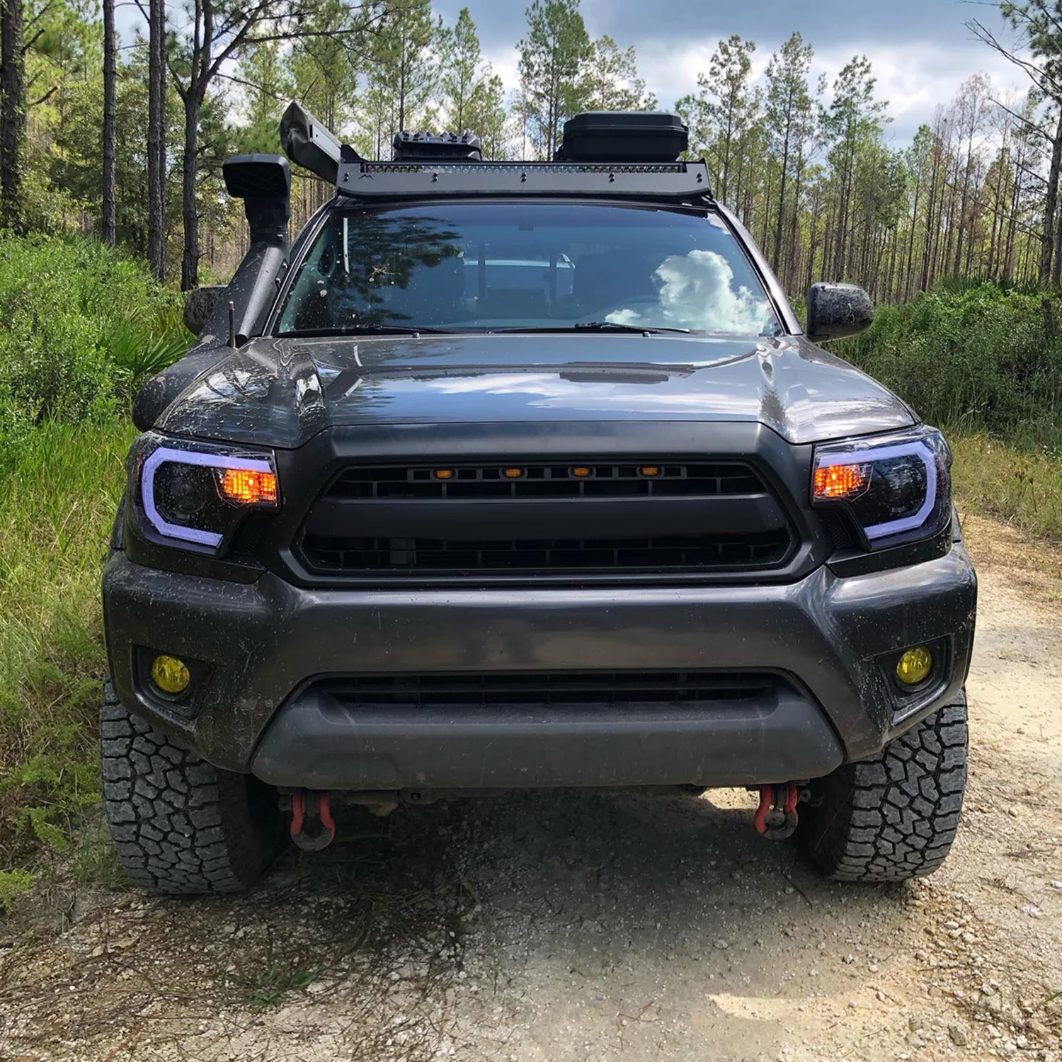 2012-2015 Toyota Tacoma LED C-Bar Projector Headlights Glossy Black/Smoke Lens - Image 10