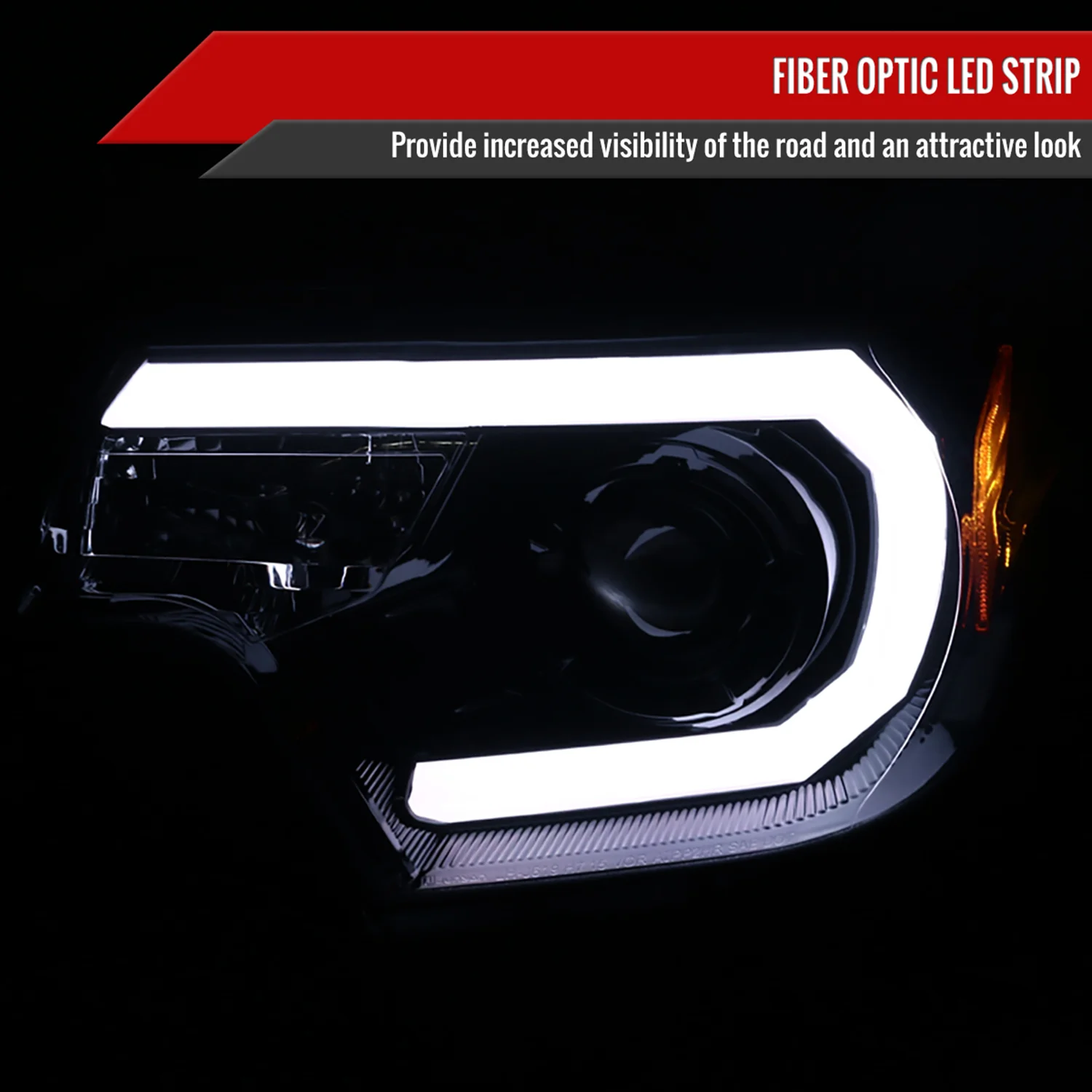 2012-2015 Toyota Tacoma LED C-Bar Projector Headlights Glossy Black/Smoke Lens - Image 2