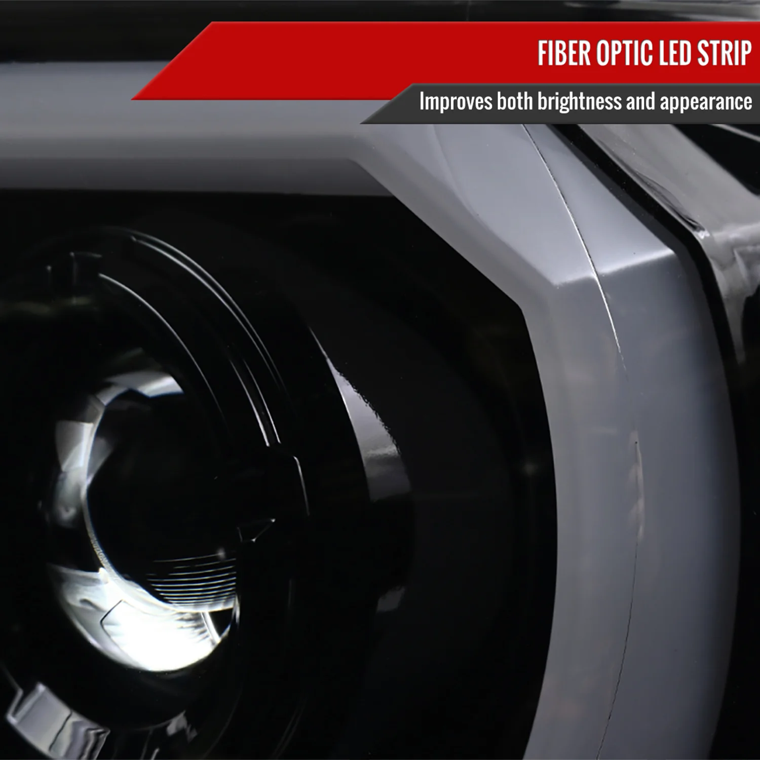 2012-2015 Toyota Tacoma LED C-Bar Projector Headlights Glossy Black/Smoke Lens - Image 3