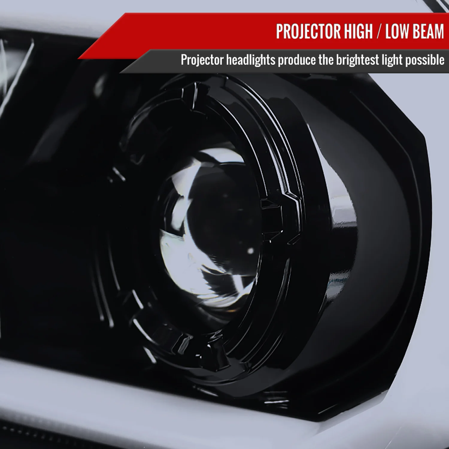 2012-2015 Toyota Tacoma LED C-Bar Projector Headlights Glossy Black/Smoke Lens - Image 4