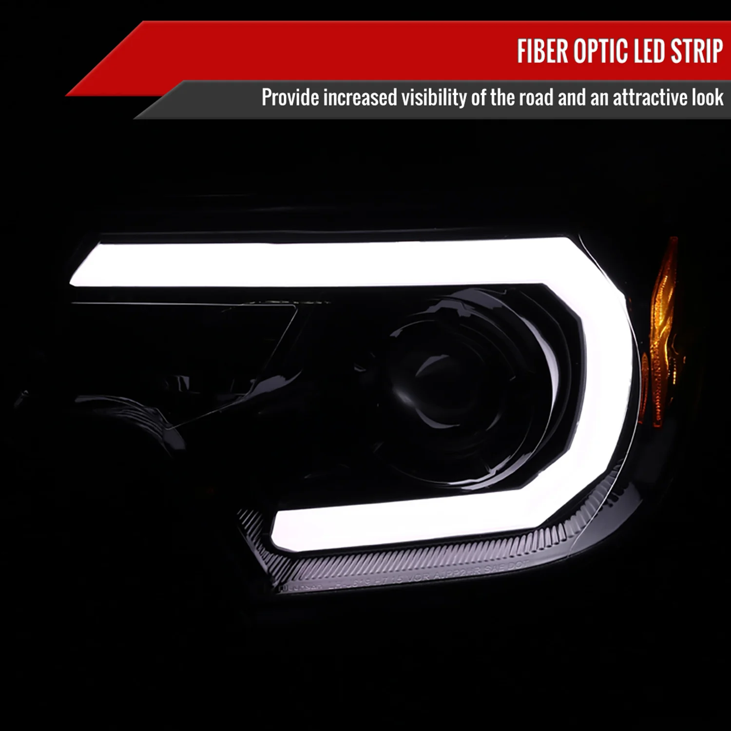 2012-2015 Toyota Tacoma LED C-Bar Projector Headlights Jet Black/Clear Lens - Image 2