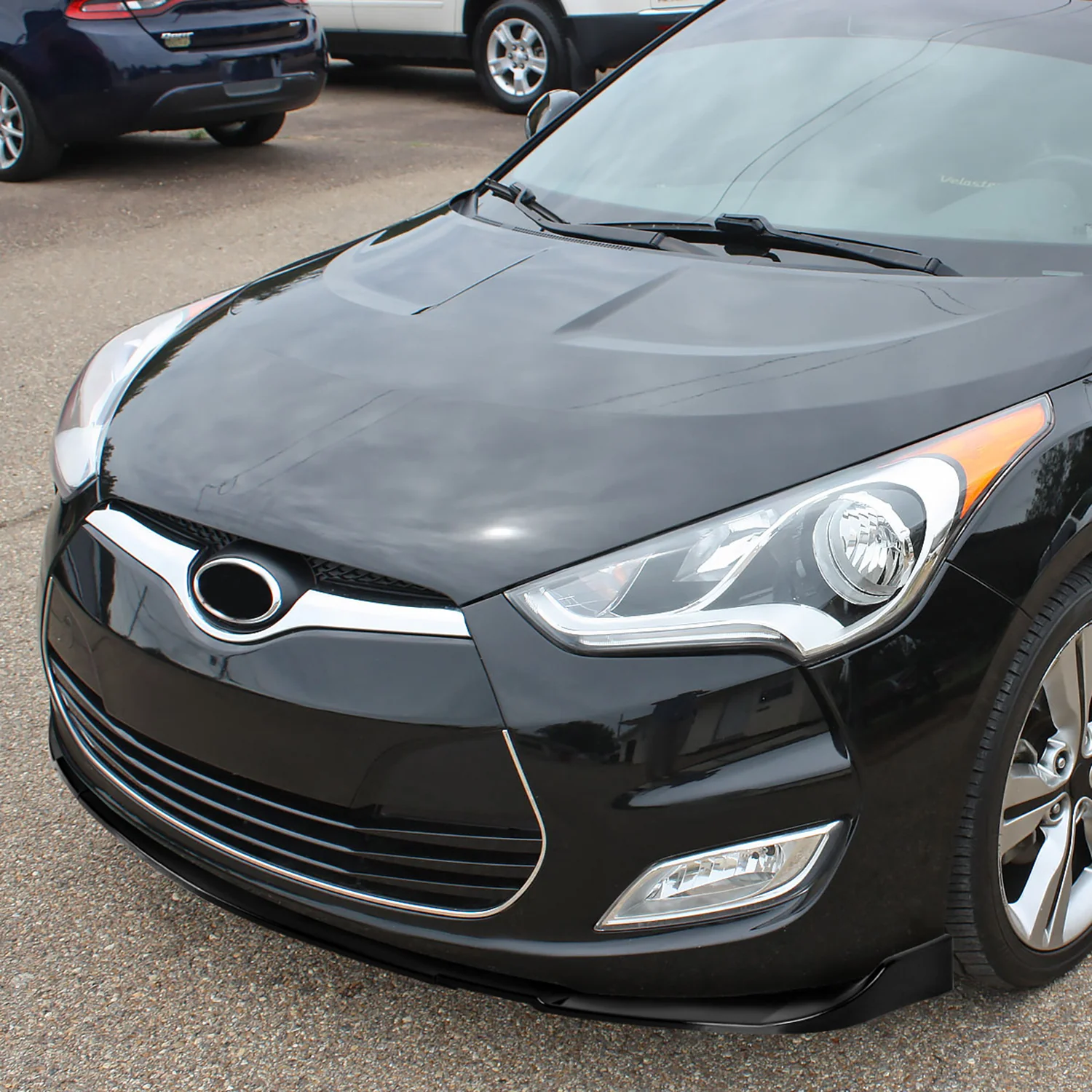 2012-2017 Hyundai Veloster Glossy Black 3Pcs Front Bumper Lip Splitter Kit - Image 10
