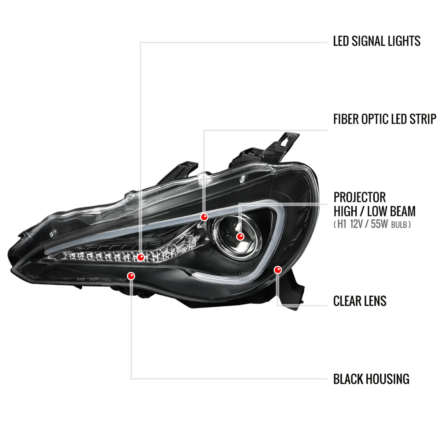 2012-2017 Scion FRS/ Toyota 86 LED Bar Headlights LED Signal Lights Black - Image 8