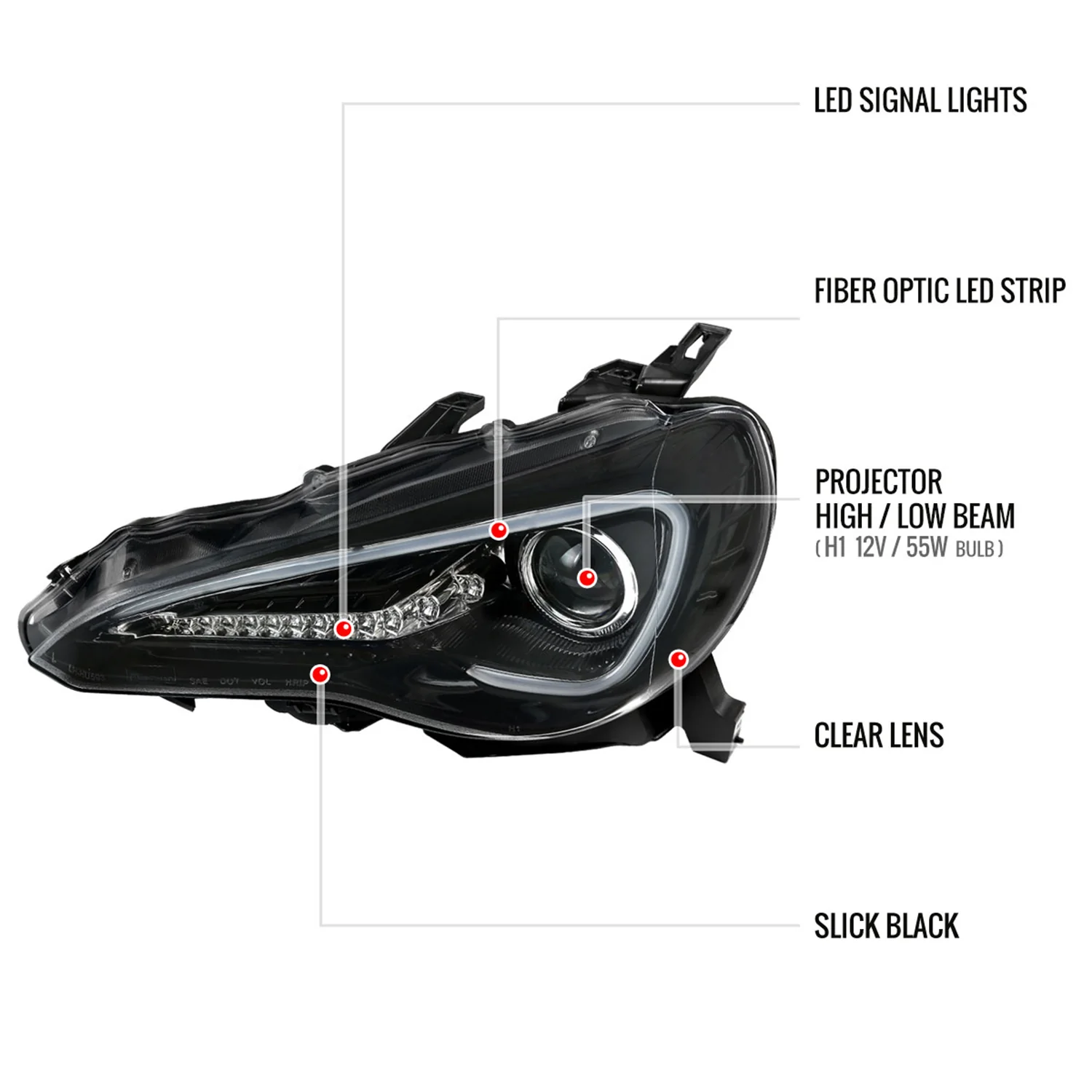 2012-2017 Scion FRS/ Toyota 86 LED Bar Headlights LED Signal Lights Jet Black - Image 8