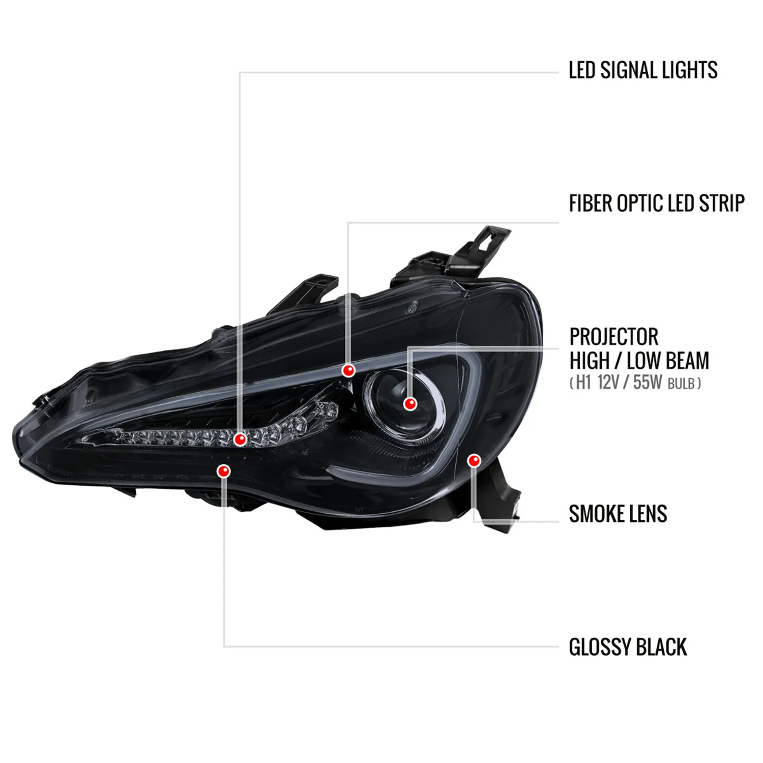 2012-2017 Toyota 86/ Scion FRS LED Bar Headlights LED Signal Lights Black - Image 8