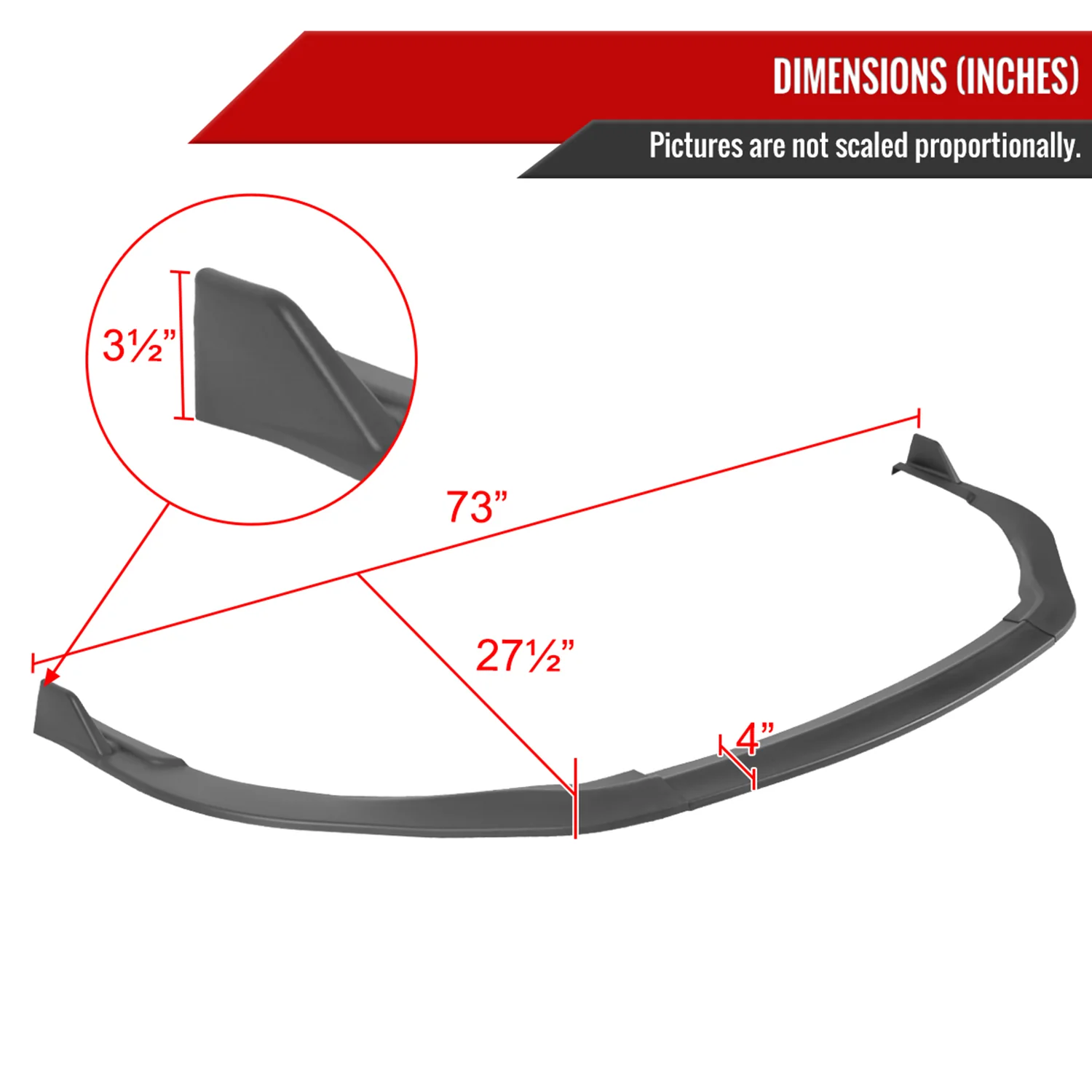 2013-2015 Lexus ES350 Matte Black 3Pcs Front Bumper Lip Splitter Kit - Image 2