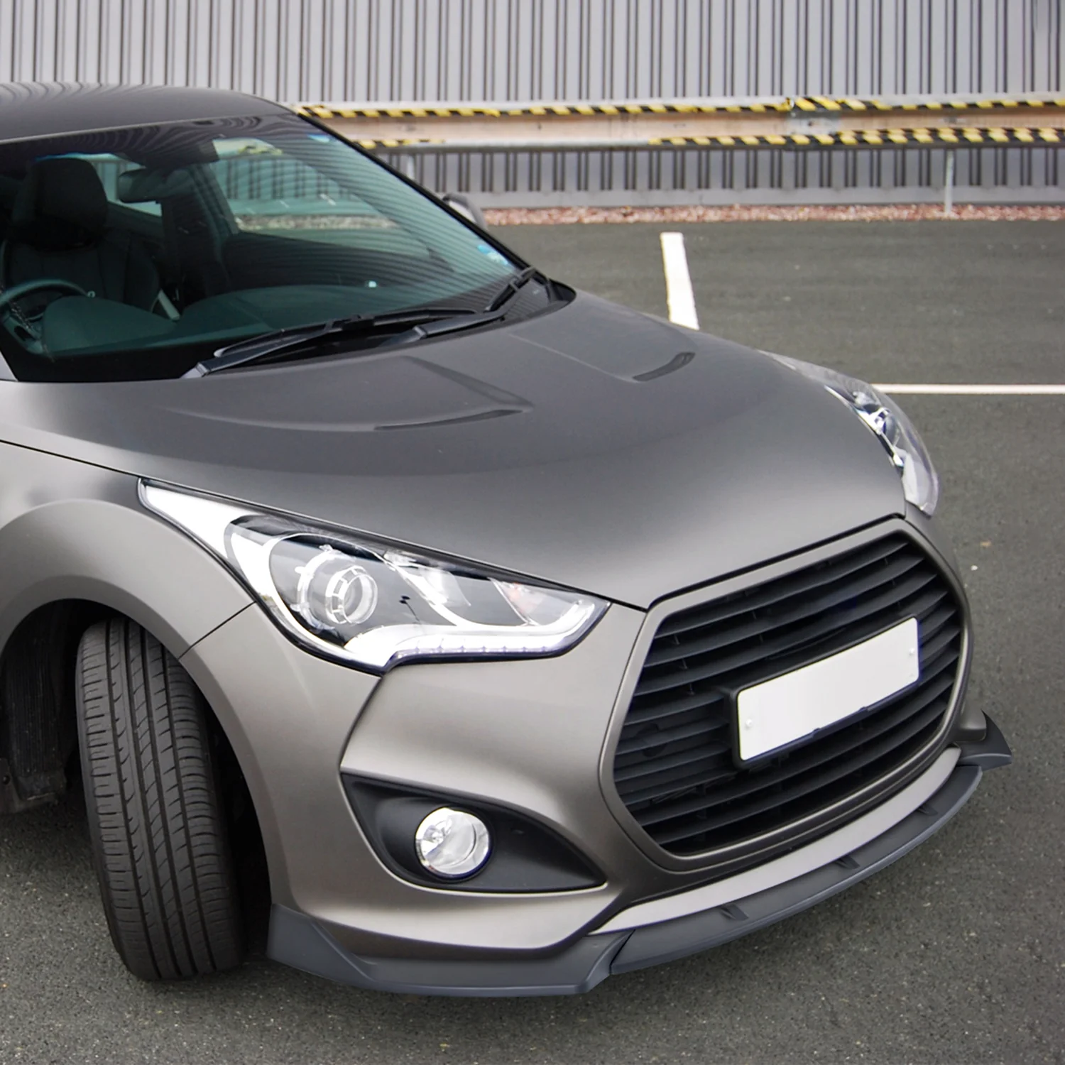 2013-2017 Hyundai Veloster Turbo Matte Black 3PC Front Bumper Splitter Kit - Image 10