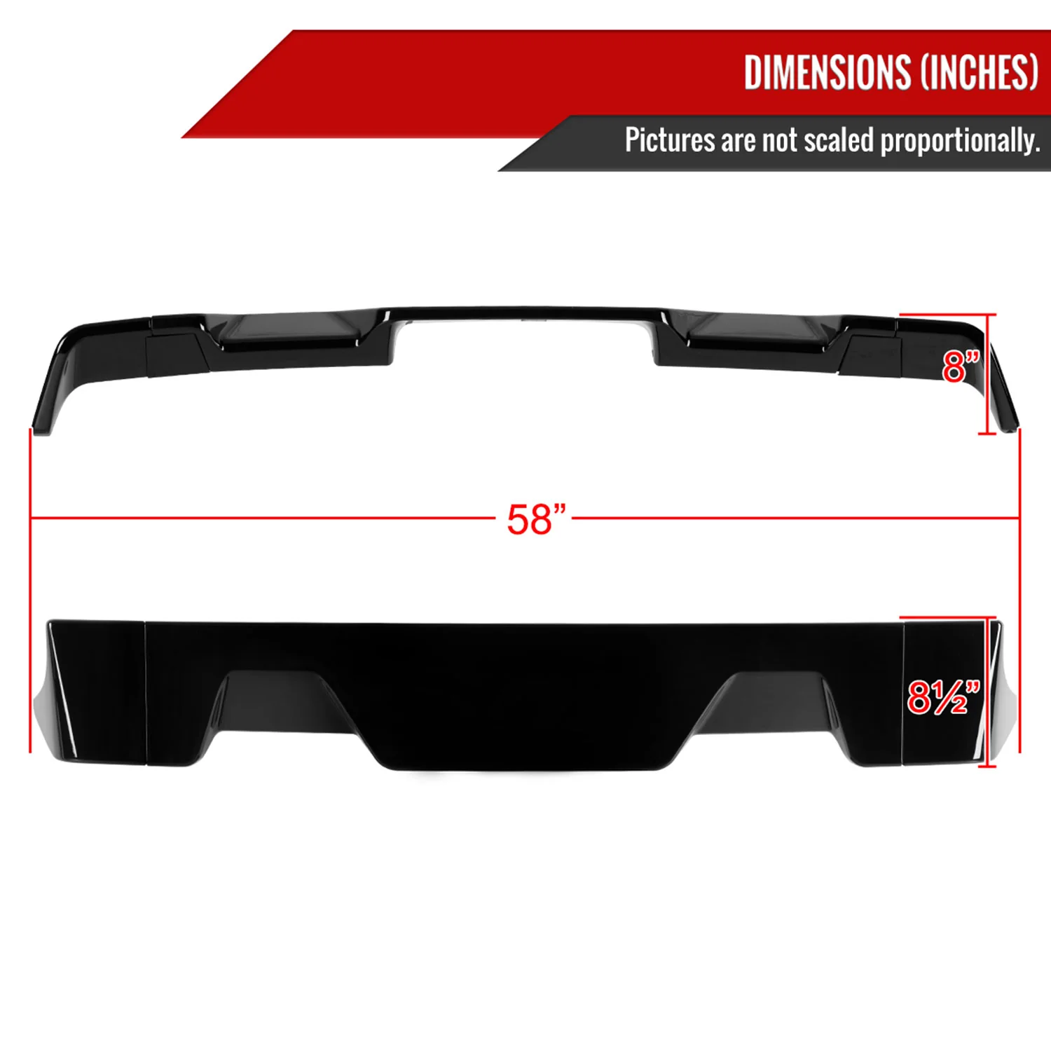 2013-2018 Dodge RAM 1500 Rear Roof Glossy Black Truck Spoiler Wing Kit - Image 2