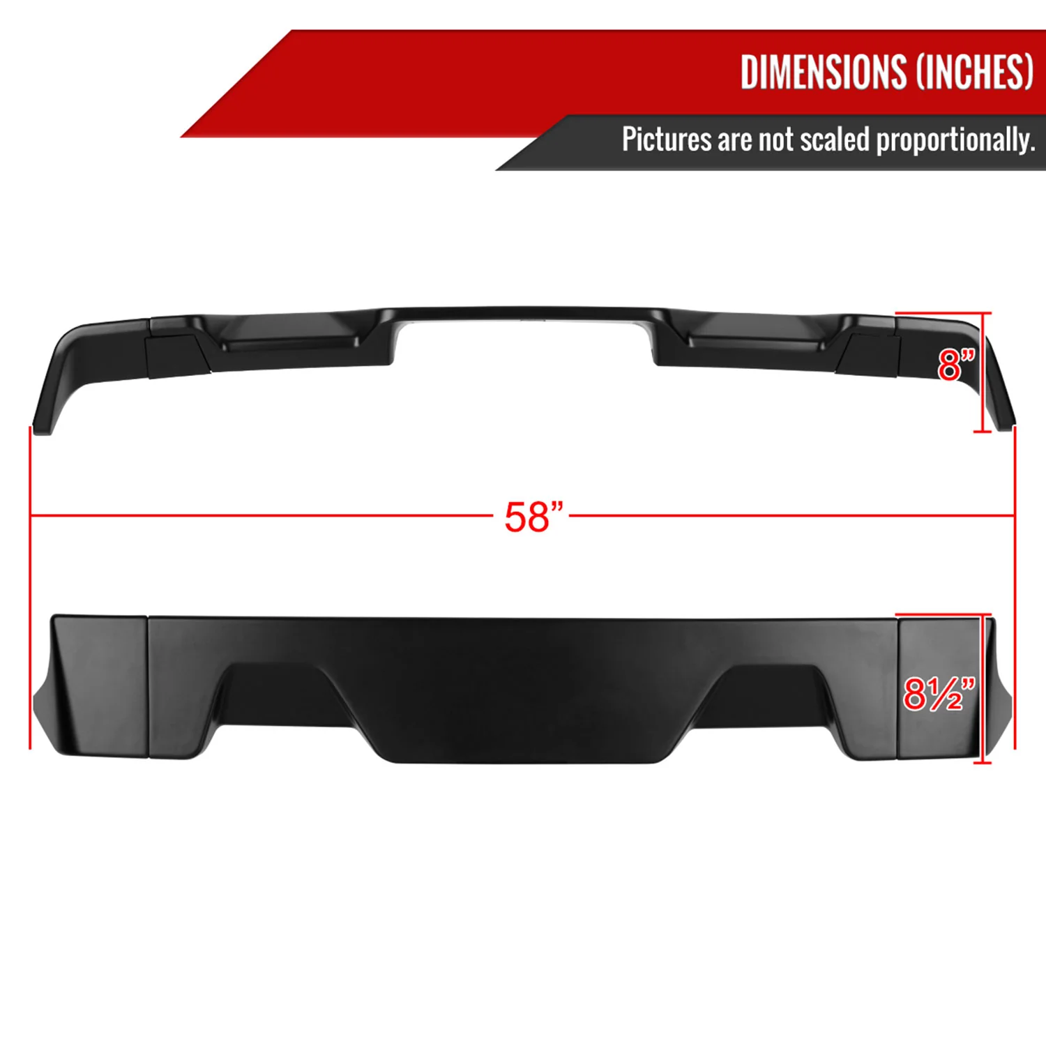 2013-2018 Dodge RAM 1500 Rear Roof Matte Black Truck Spoiler Wing Kit - Image 2