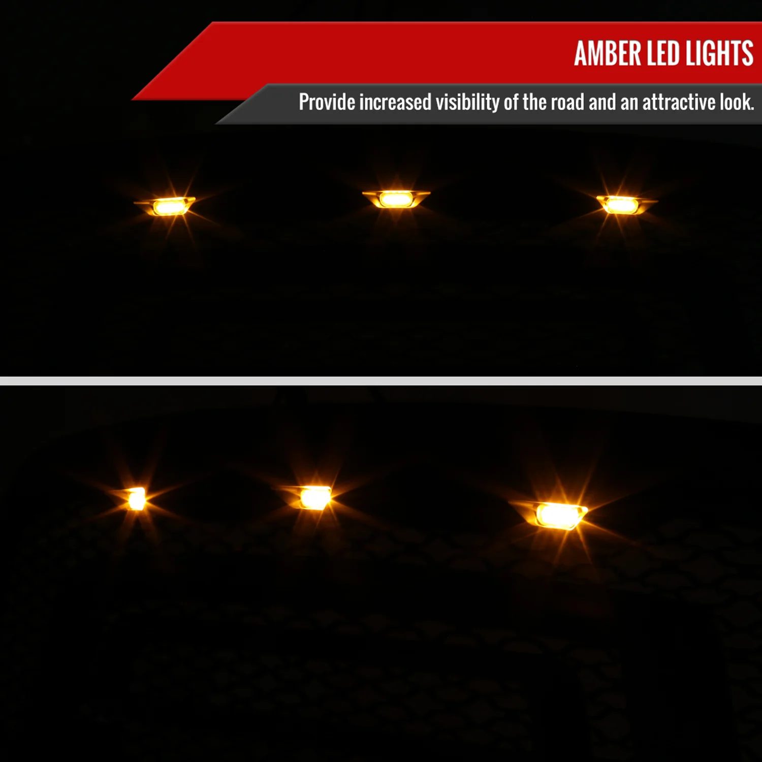 2013-2018 Dodge RAM 1500 Rebel Style Front Hood Grille w/ Amber LED Lights - Image 2