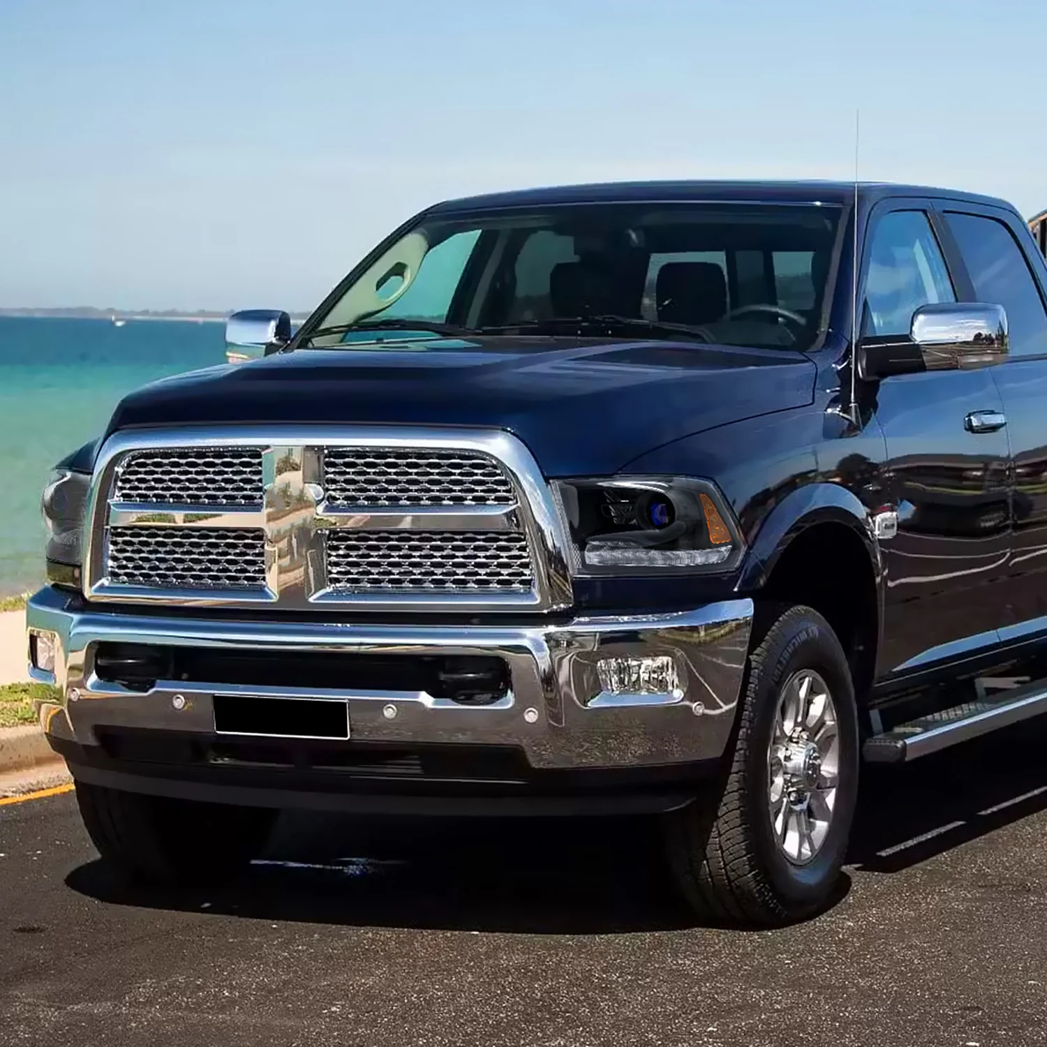 2013-2018 RAM 1500 2500 3500 LED Bar Projector Headlights Matte Black/Clear - Image 10