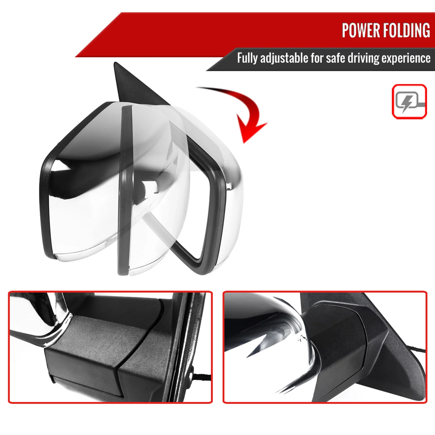 2013-2019 Dodge RAM Chrome Auto-Fold&Heated Side Mirror Turn Signal Passenger - Image 2