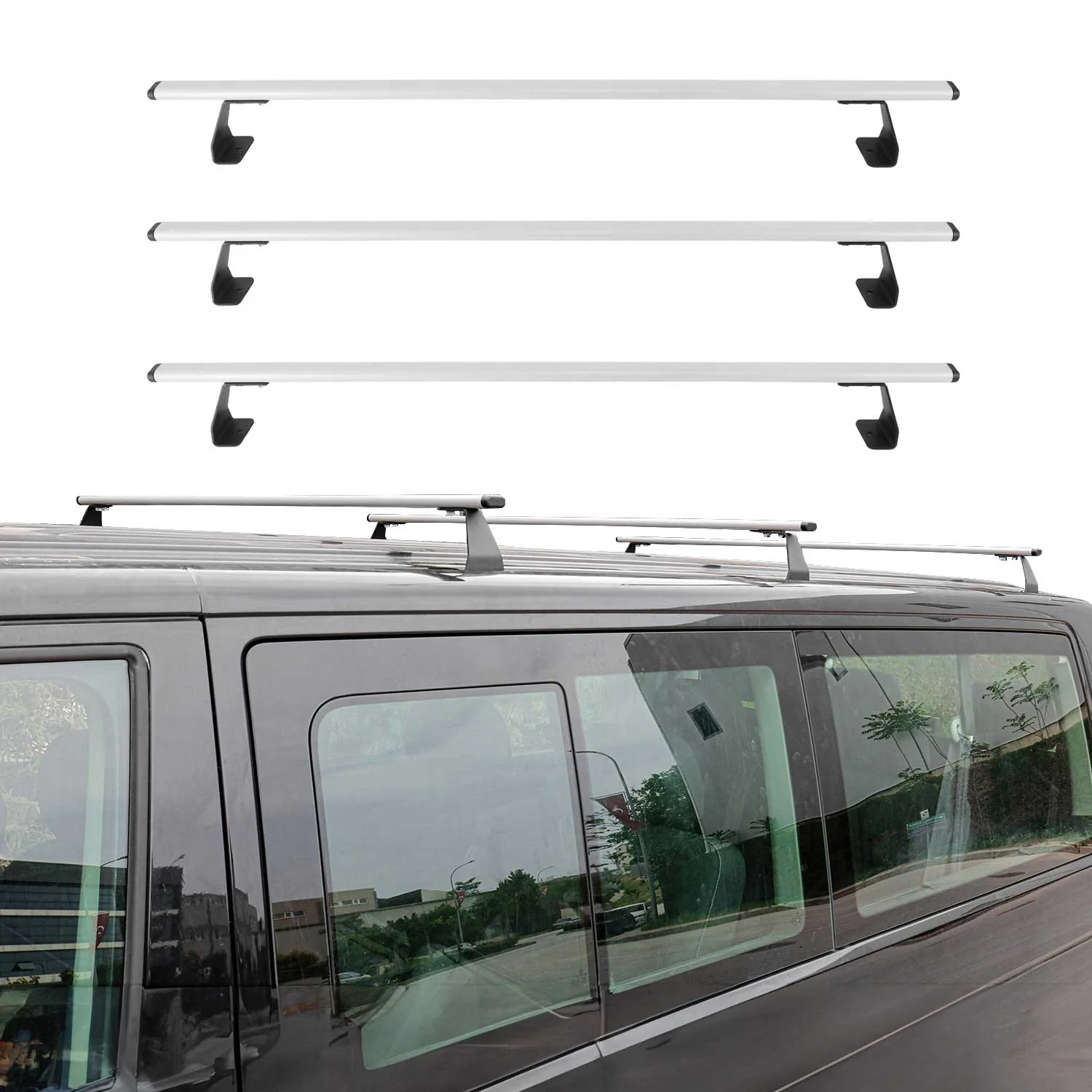 2013-2021 Nissan NV200 Roof Rack Cross Bars 3Pcs Silver - Image 2