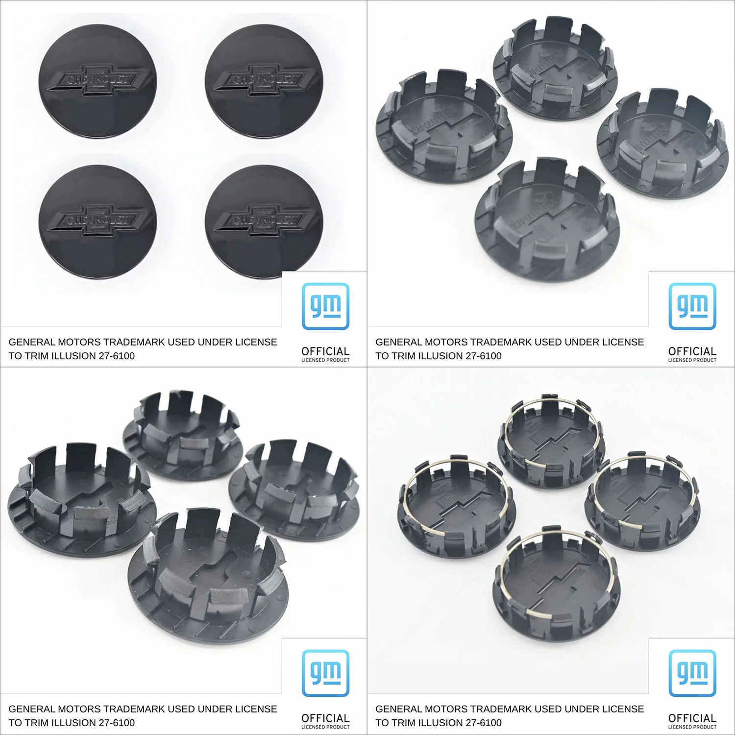 2013-2023 Chevrolet Traverse Licensed Wheel Cap Emblem Set Gloss Black 4Pcs ABS Plastic - Image 2