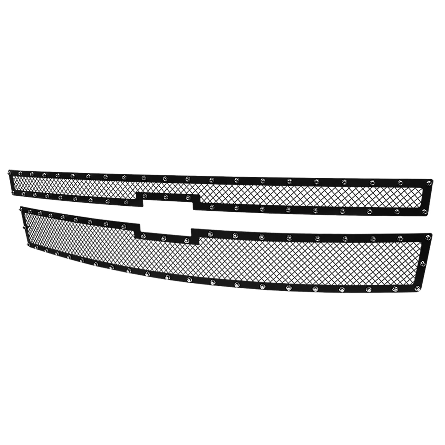 2014-2015 Chevy Silerado 1500 Rivet Style Black S.Steel 2PC Mesh Grille Insert