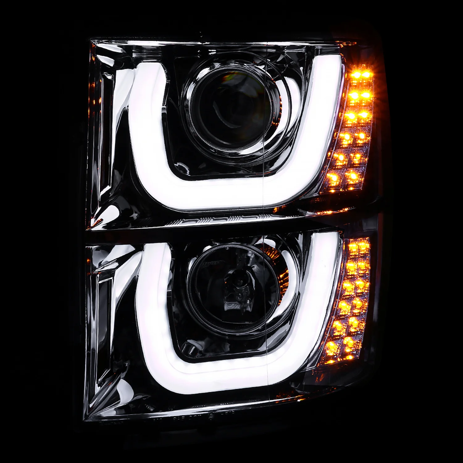 2014-2015 Chevy Silverado 1500 Dual LED U-Bar Headlights LED Signal Lights - Image 5
