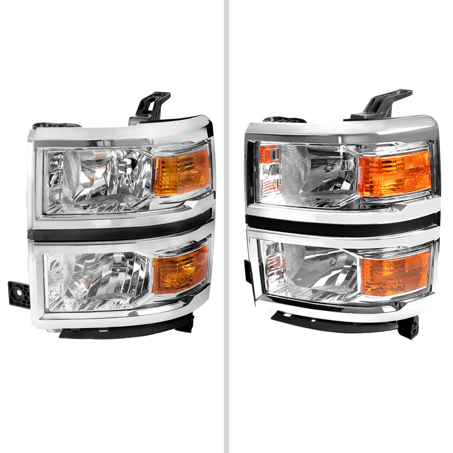 2014-2015 Chevy Silverado 1500 Factory Headlights Amber Reflectors Chrome - Image 6