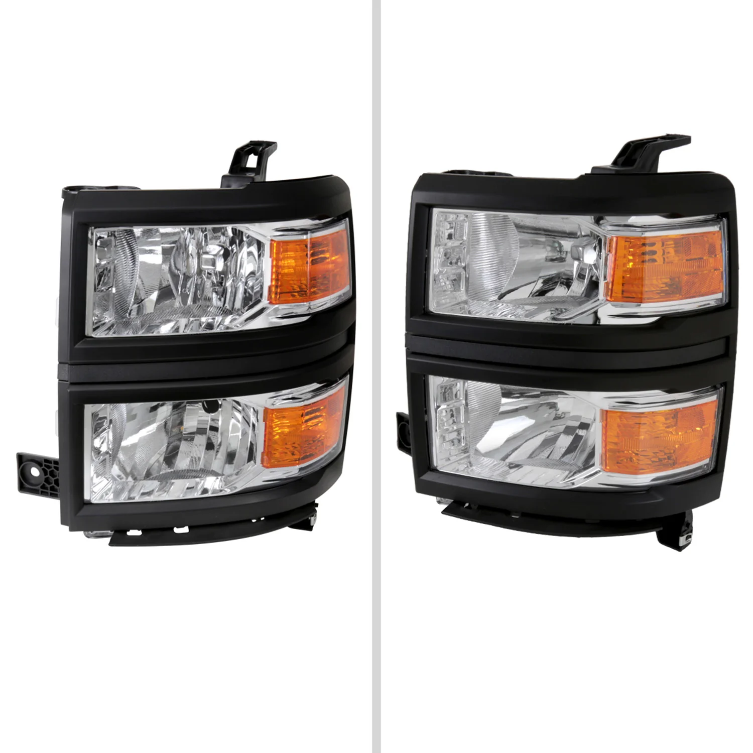 2014-2015 Chevy Silverado 1500 Factory Style V2 Headlights Chrome/Clear Lens - Image 2