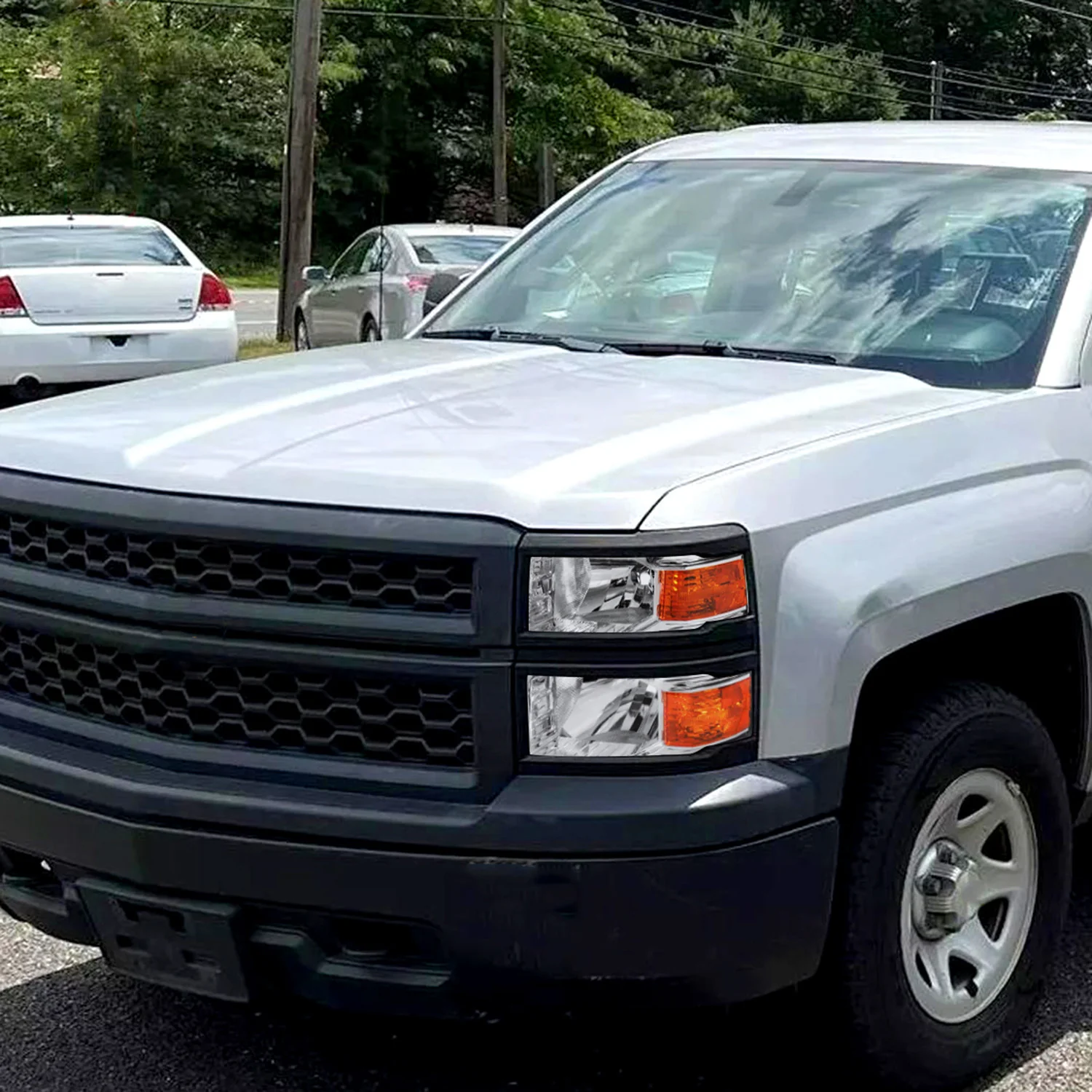 2014-2015 Chevy Silverado 1500 Factory Style V2 Headlights Chrome/Clear Lens - Image 9