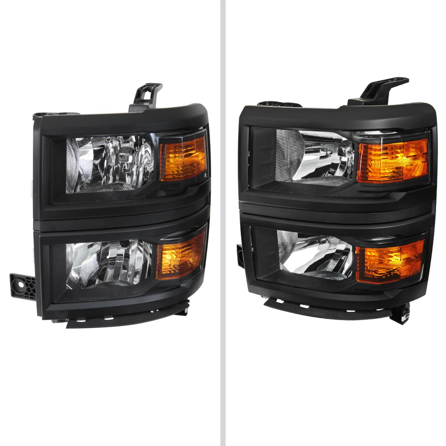 2014-2015 Chevy Silverado 1500 Factory Style V2 Headlights Matte Black/Clear - Image 2