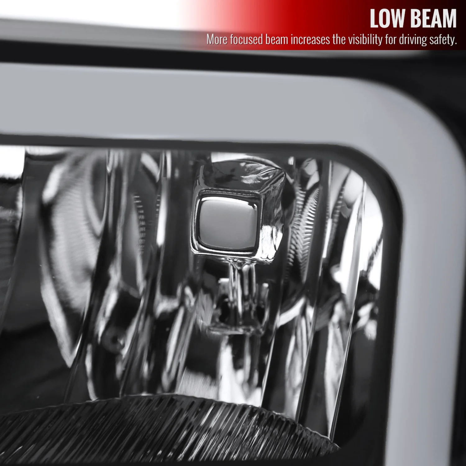2014-2015 Chevy Silverado 1500 LED Bar Factory Headlights Matt Black/Clear - Image 3