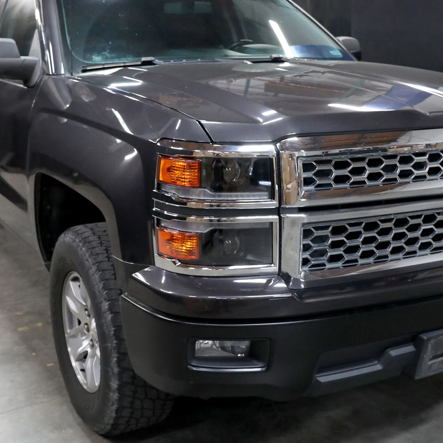 2014-2015 Chevy Silverado 1500 LED Bar Projector Headlights Black/Chrome Trim - Image 10