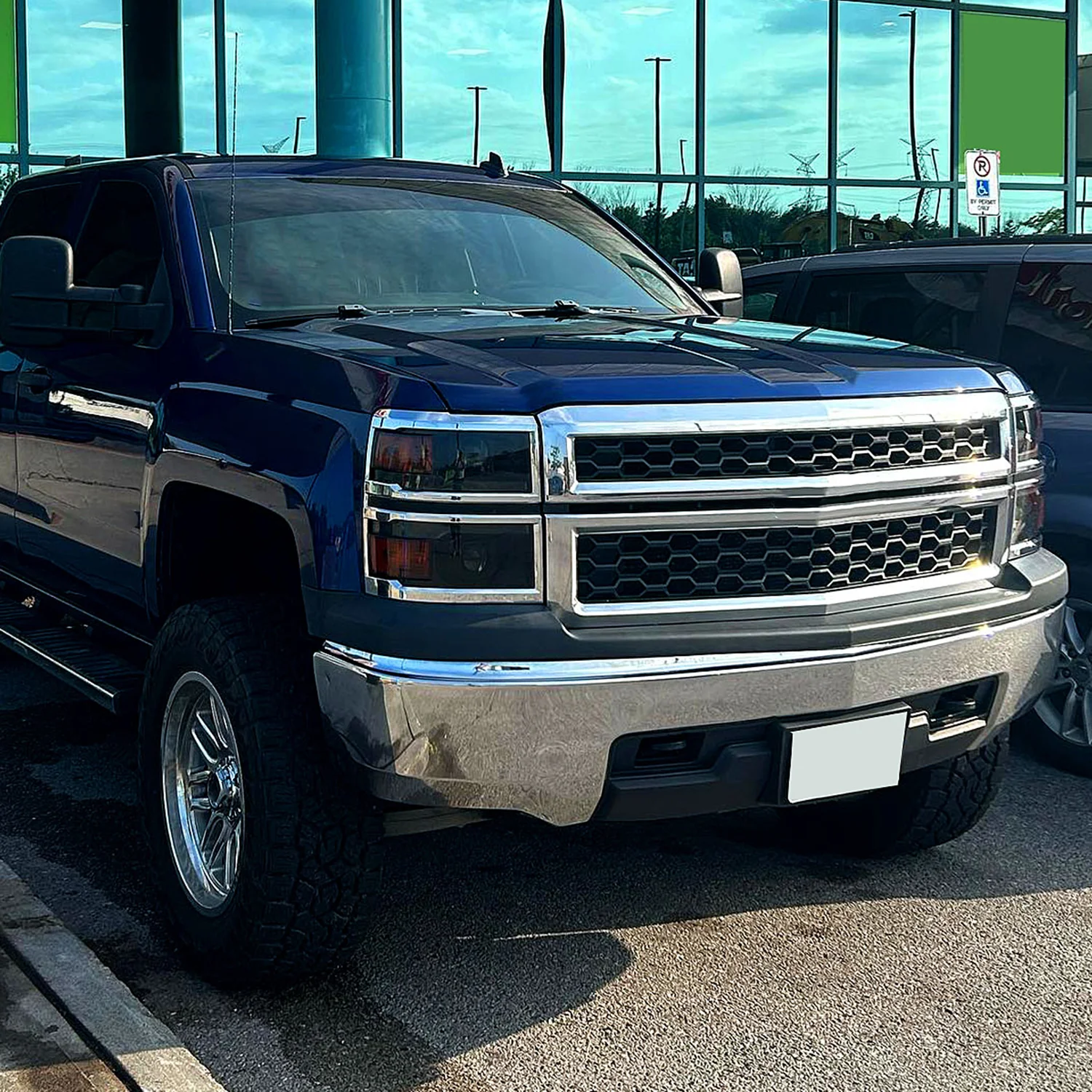 2014-2015 Chevy Silverado 1500 LED Bar Projector Headlights Smoke/Chrome Trim - Image 9