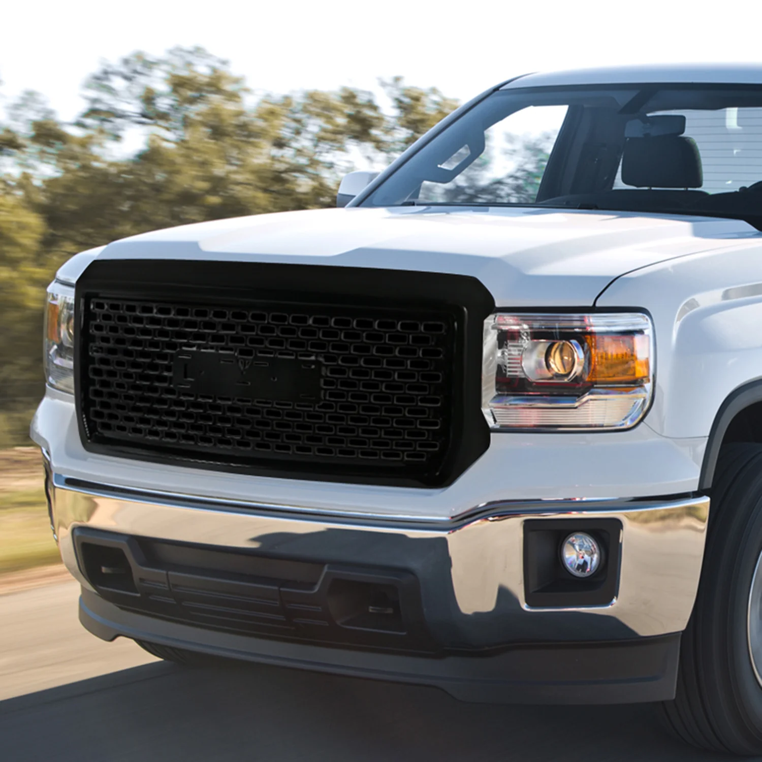 2014-2015 GMC Sierra 1500 Glossy Black ABS Denali Style Mesh Grille - Image 10