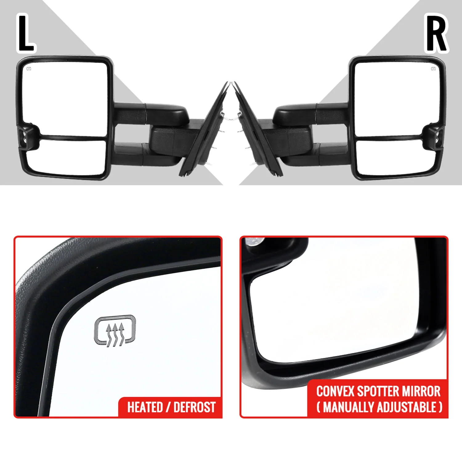 2014-2016 Chevy Silverado/GMC Sierra Heated ATS Manual Towing Mirrors Smoke - Image 3