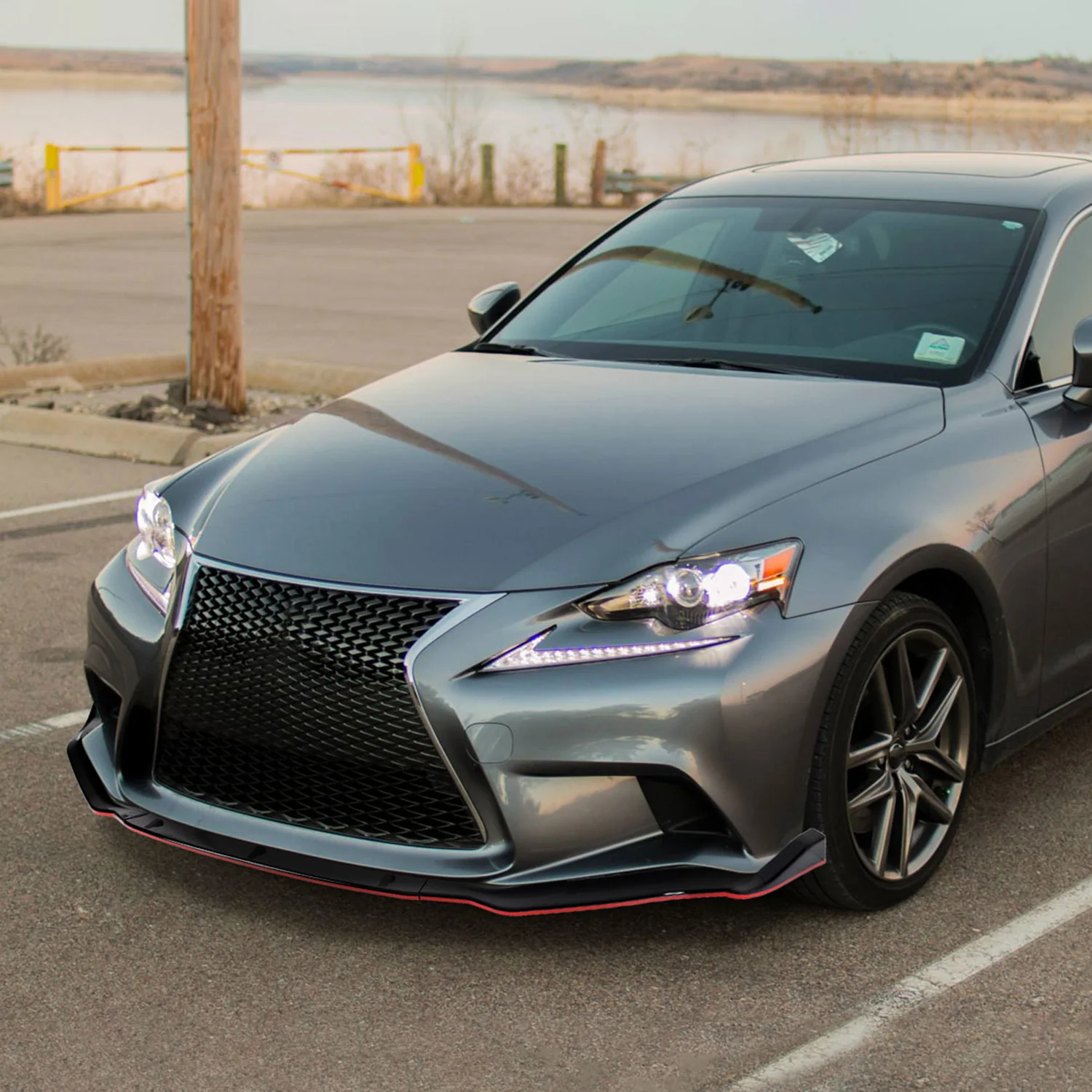 2014-2016 Lexus IS250 F-Sport Glossy Trim 3Pcs Front Bumper Lip Splitter Kit - Image 10